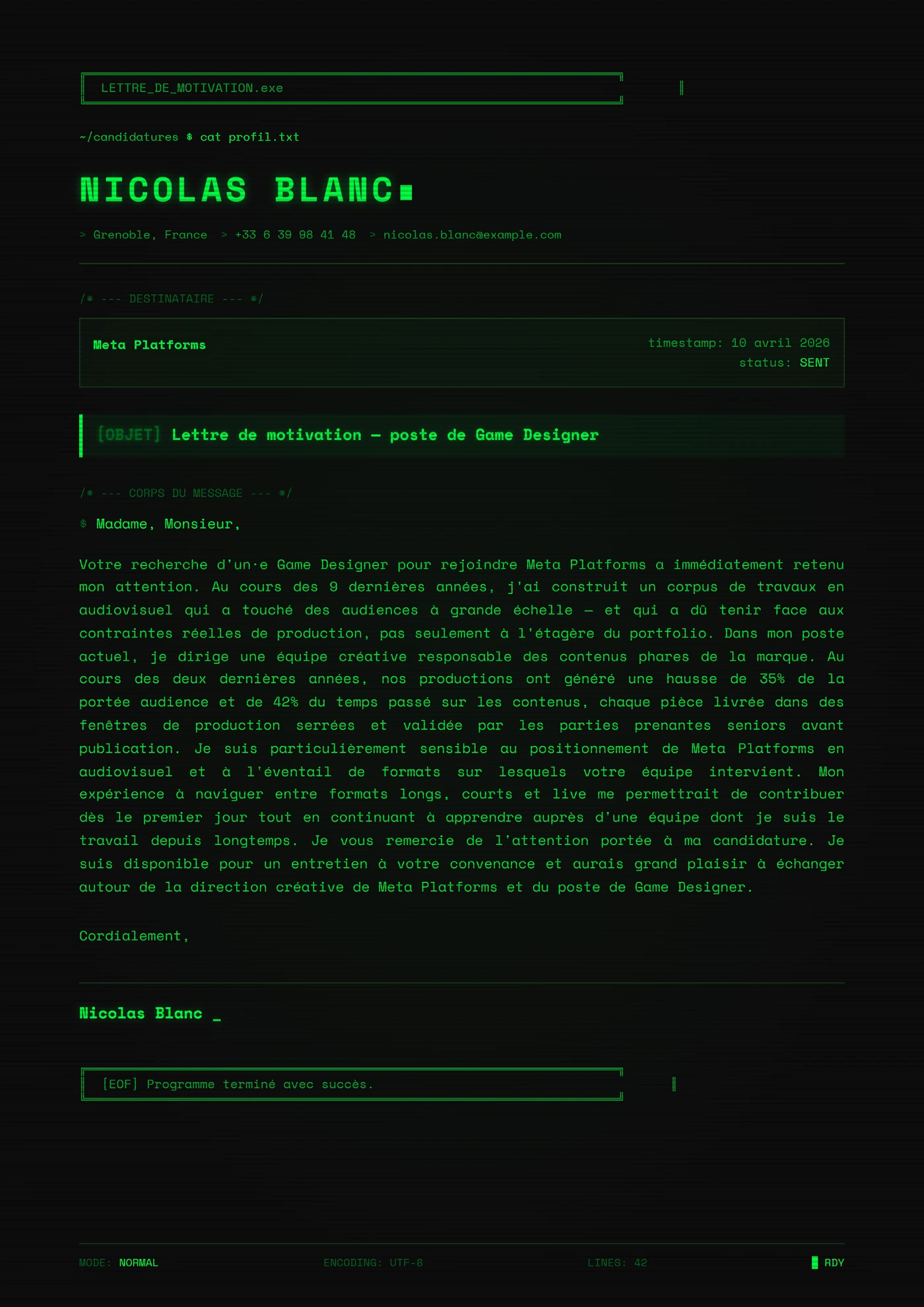 Pixel Numérique — Modèles de lettres de motivation