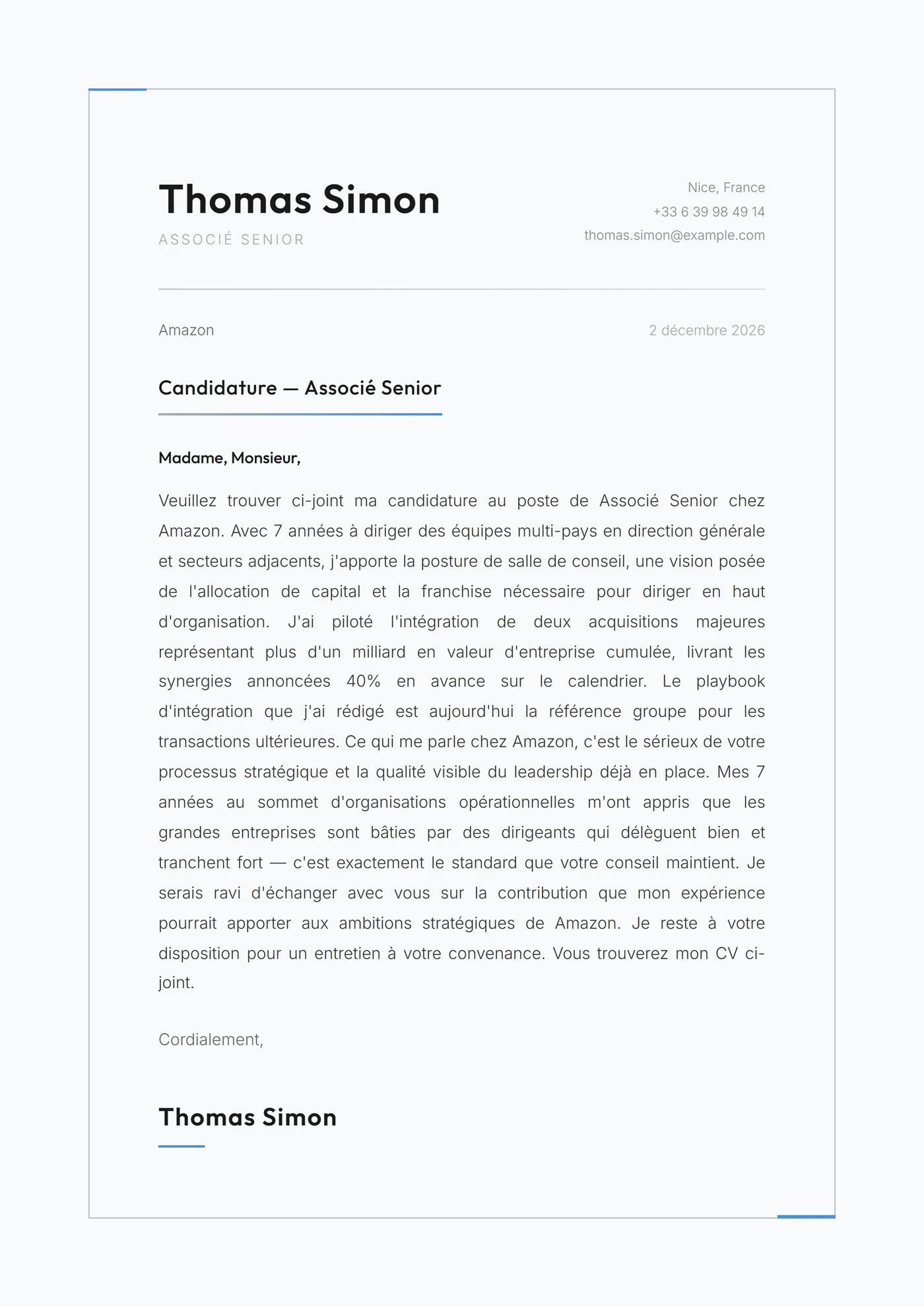 Bord Platine — Modèles de lettres de motivation