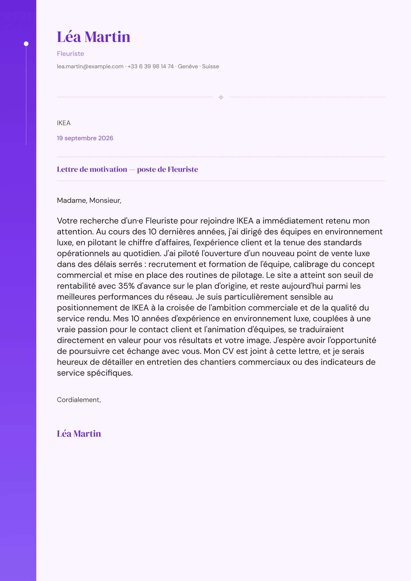Jardin de prunes — Modèles de lettres de motivation