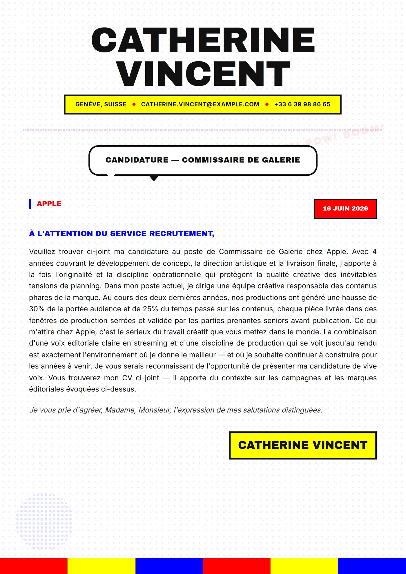 Pop art — Modèles de lettres de motivation