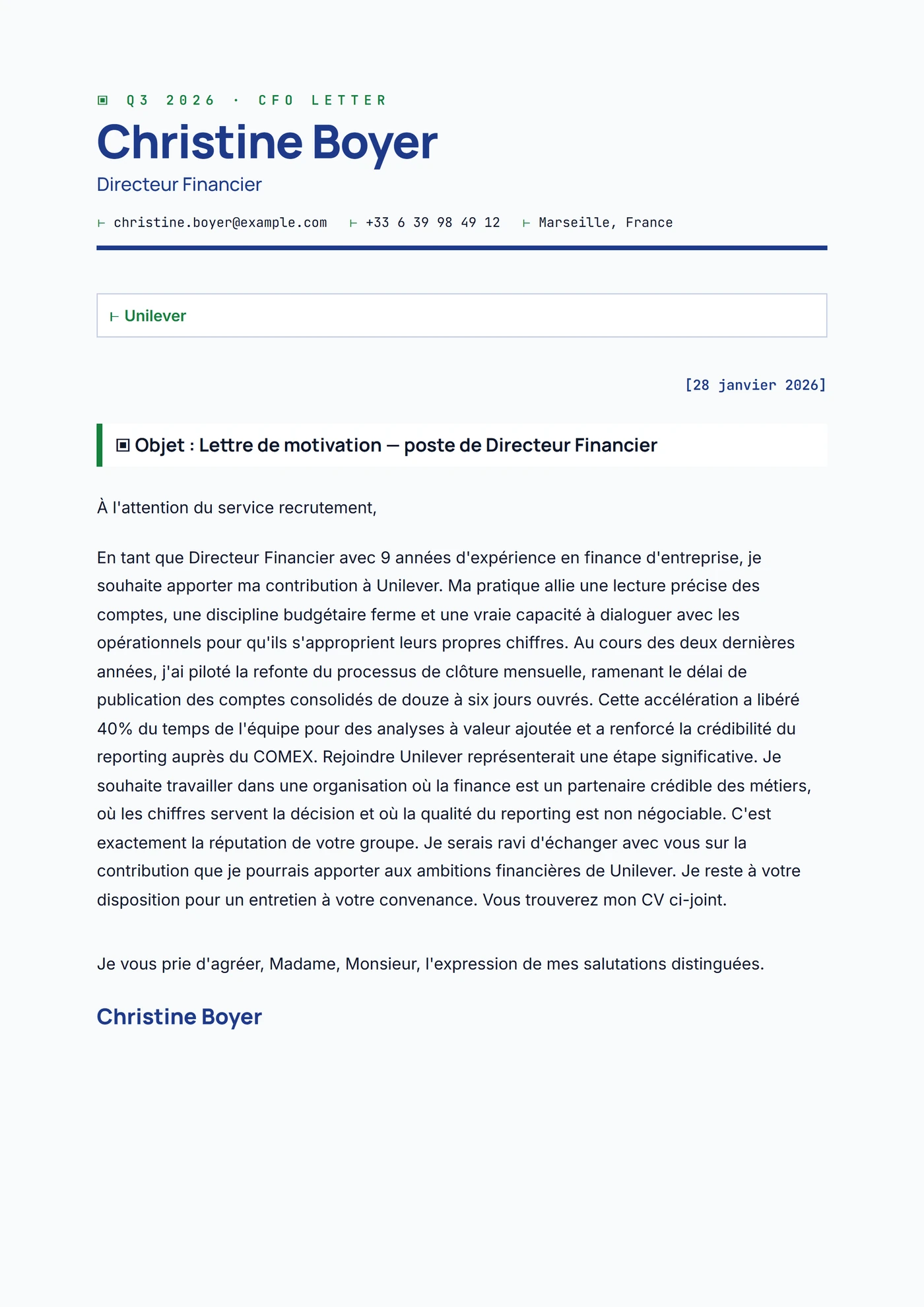 Lettre DAF — Modèles de lettres de motivation