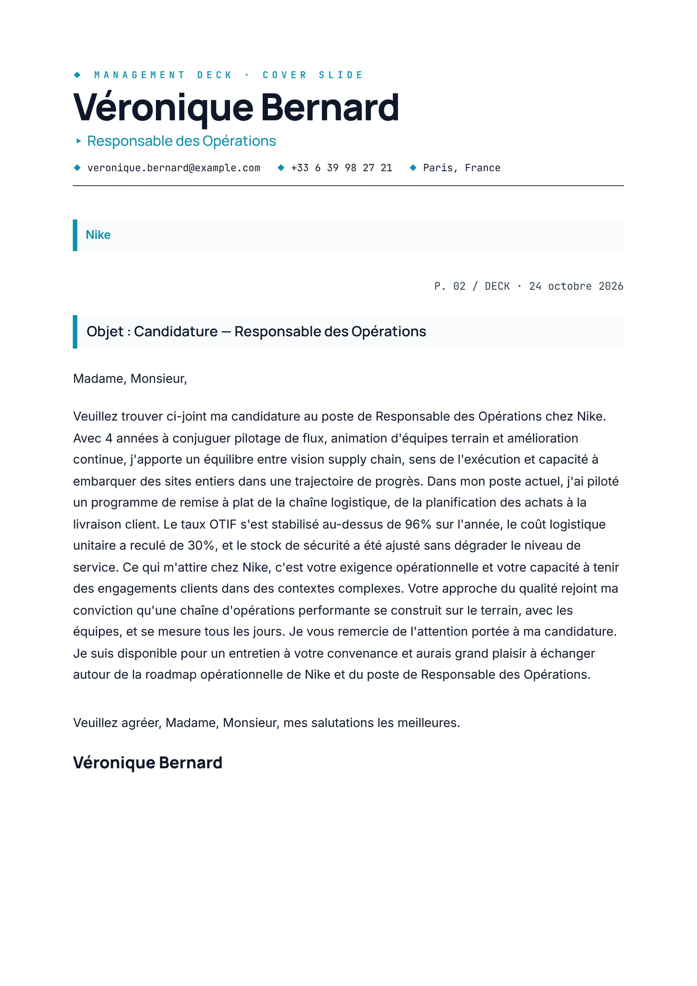 Management — Modèles de lettres de motivation