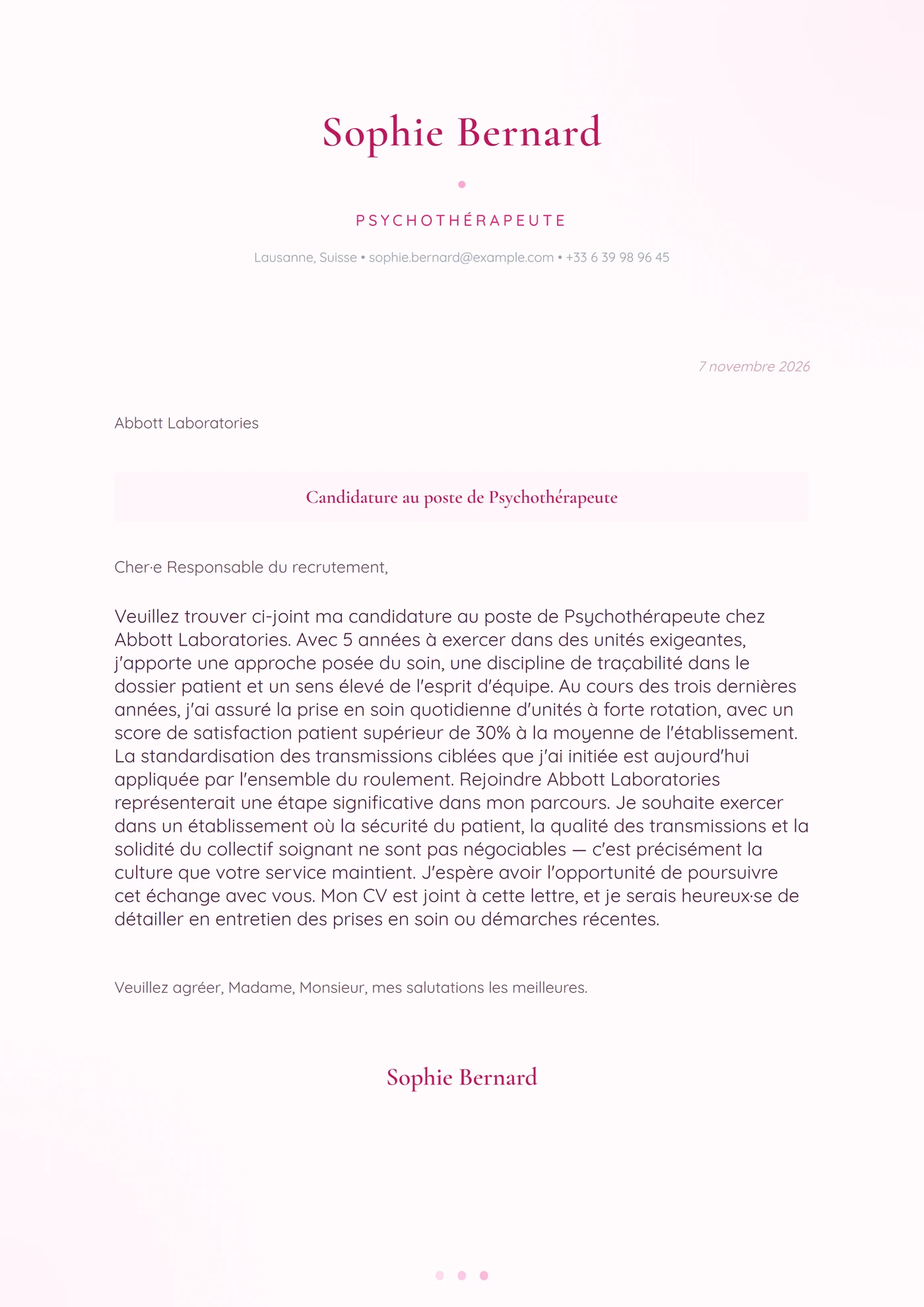 Quartz rose — Modèles de lettres de motivation