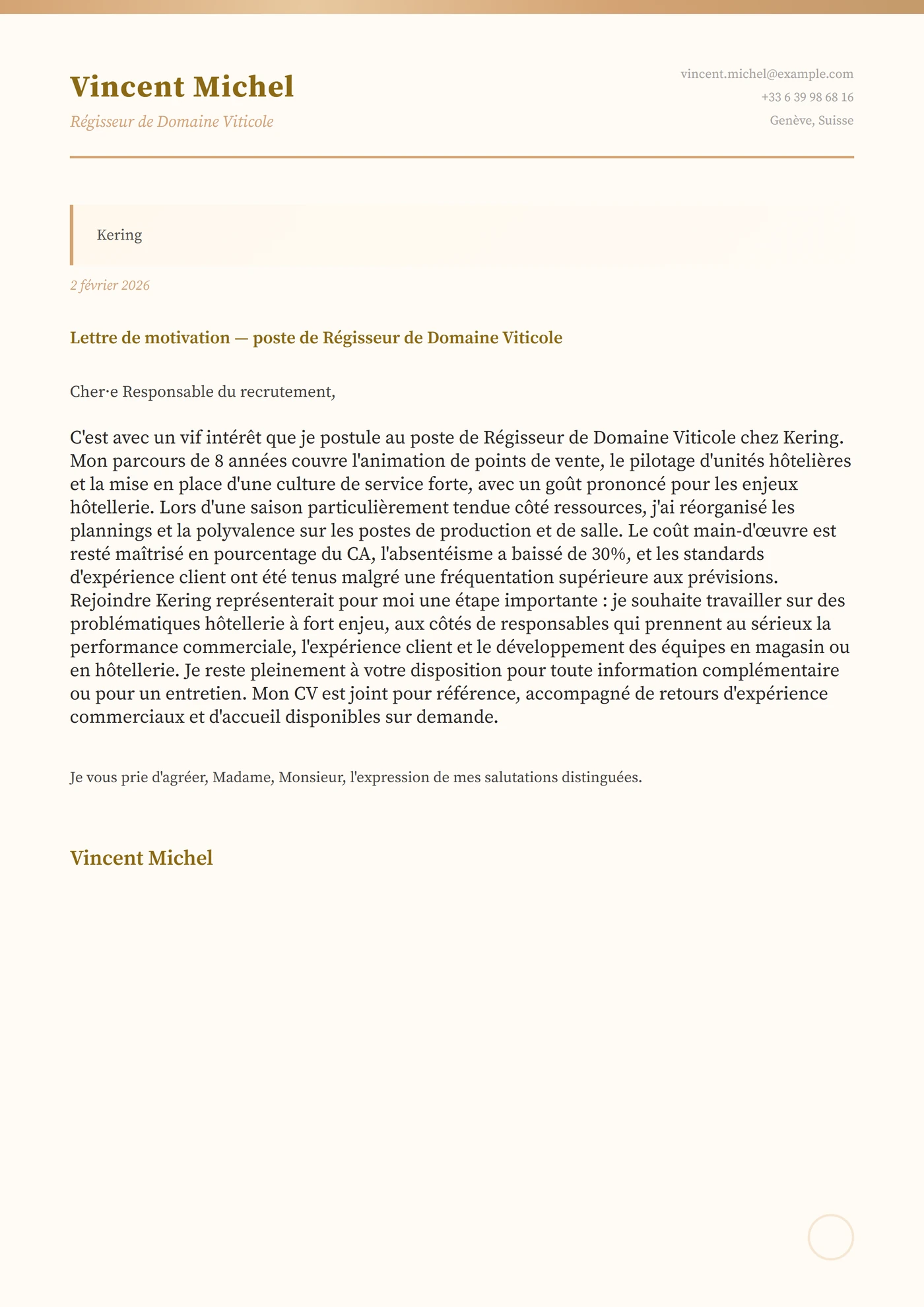 Grès chaud — Modèles de lettres de motivation