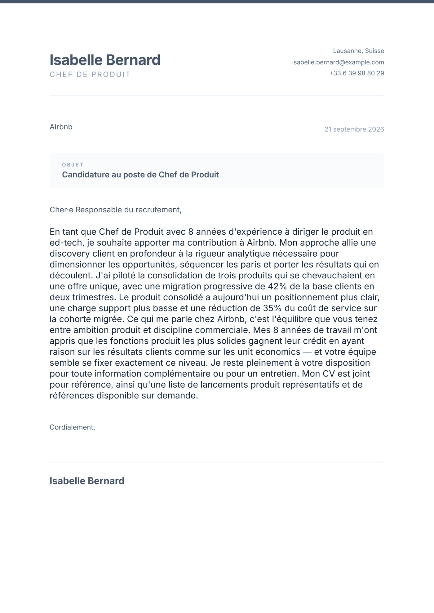 Ardoise professionnelle — Modèles de lettres de motivation