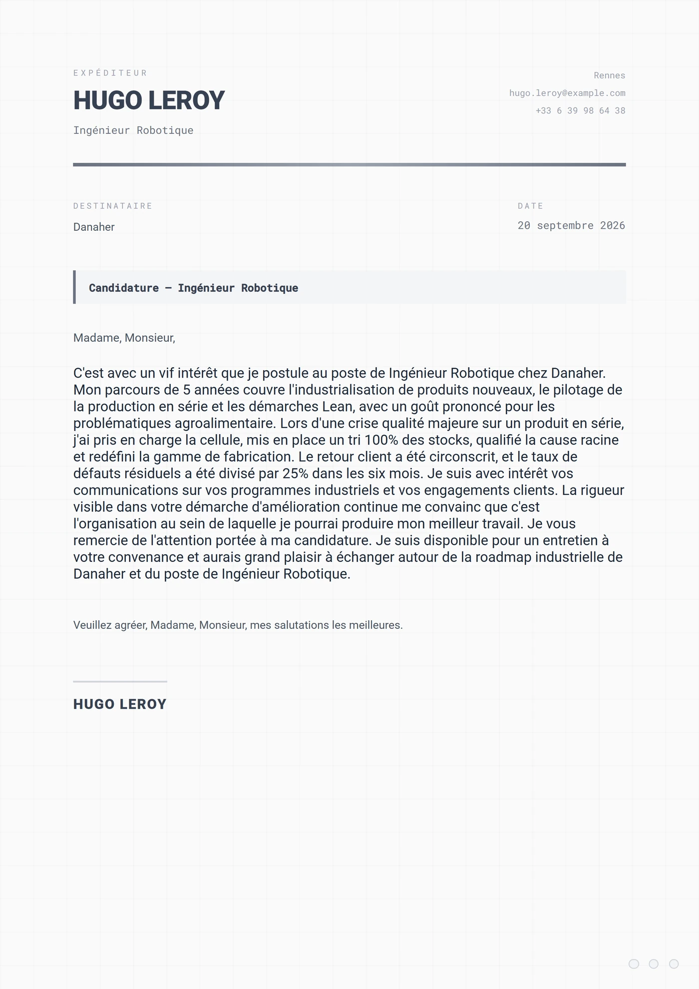 Acier Industriel — Modèles de lettres de motivation