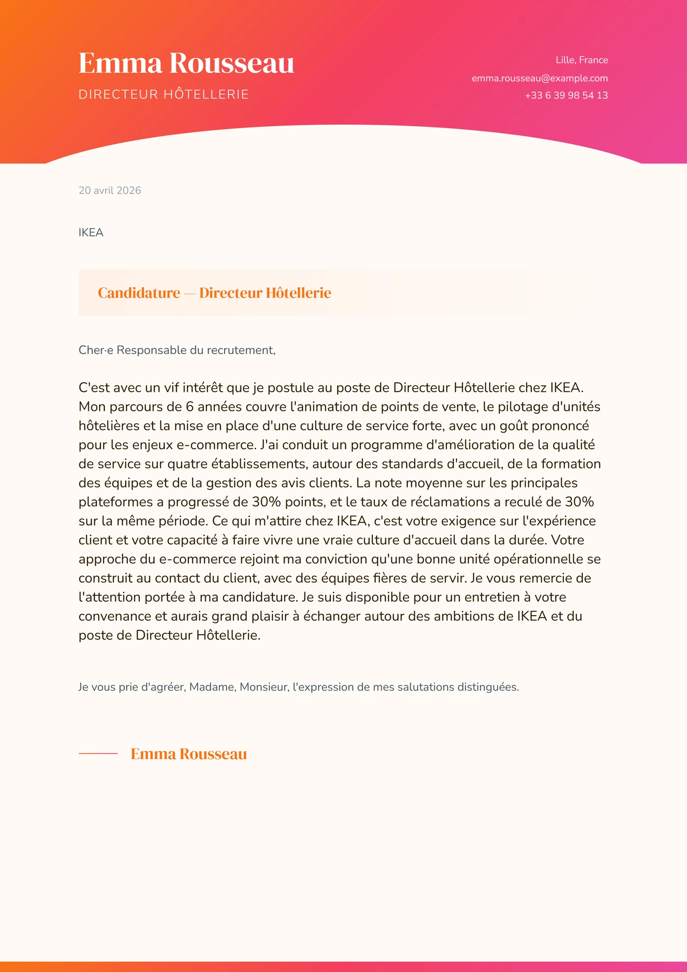 Orange Coucher de Soleil — Modèles de lettres de motivation