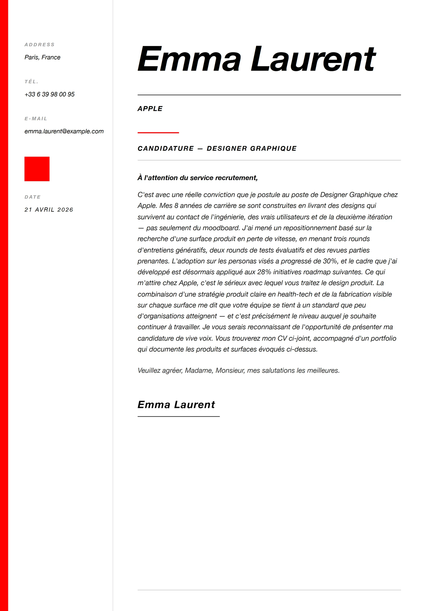 Suisse 1960 — Modèles de lettres de motivation