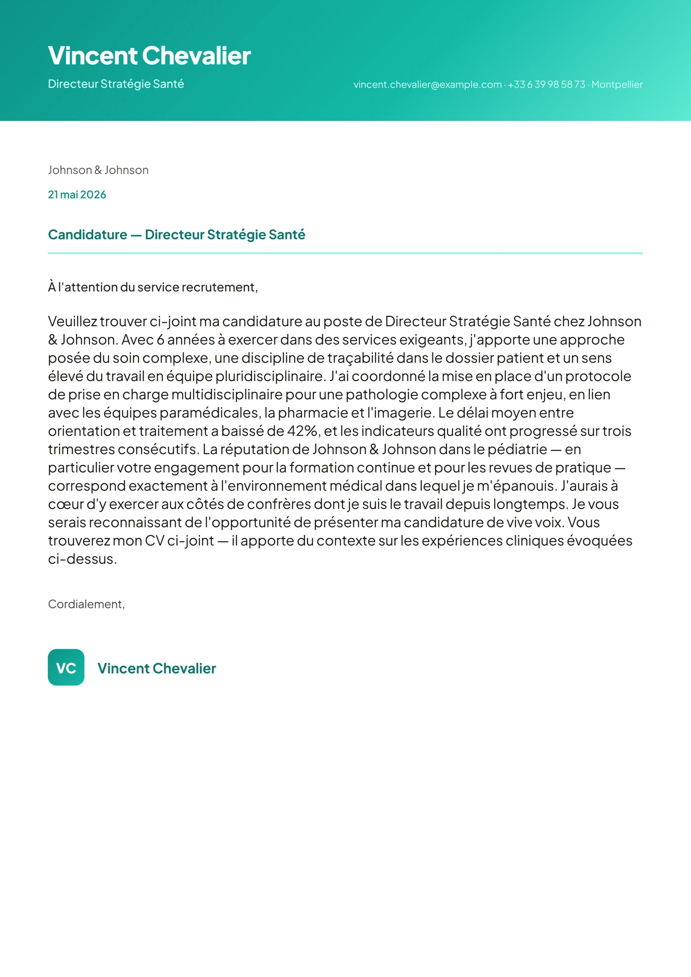 Horizon Sarcelle — Modèles de lettres de motivation