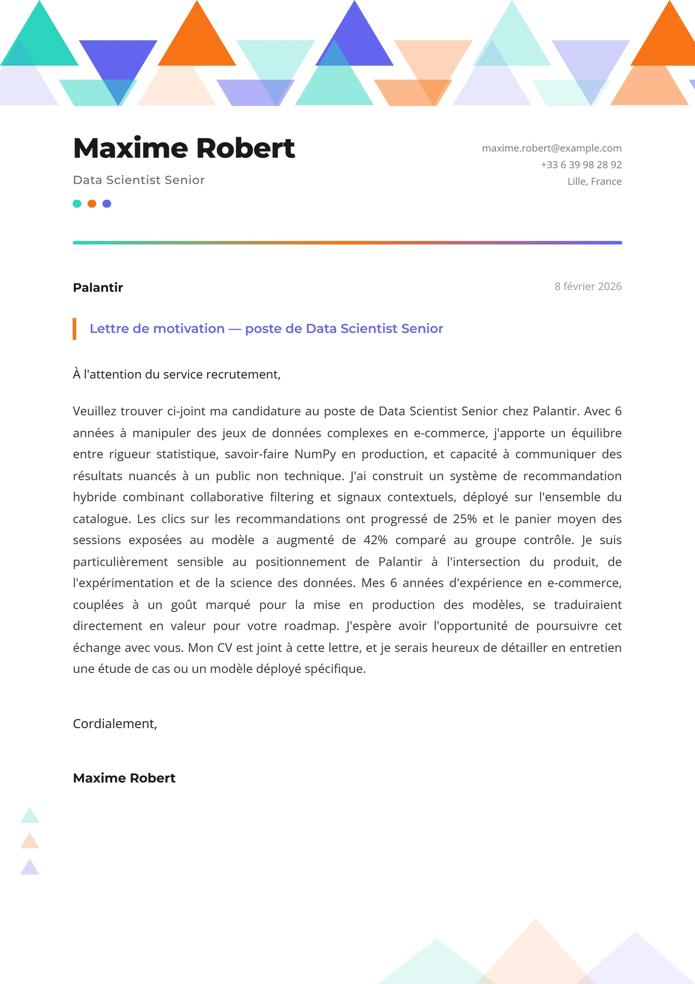 Mosaïque Triangulaire — Modèles de lettres de motivation