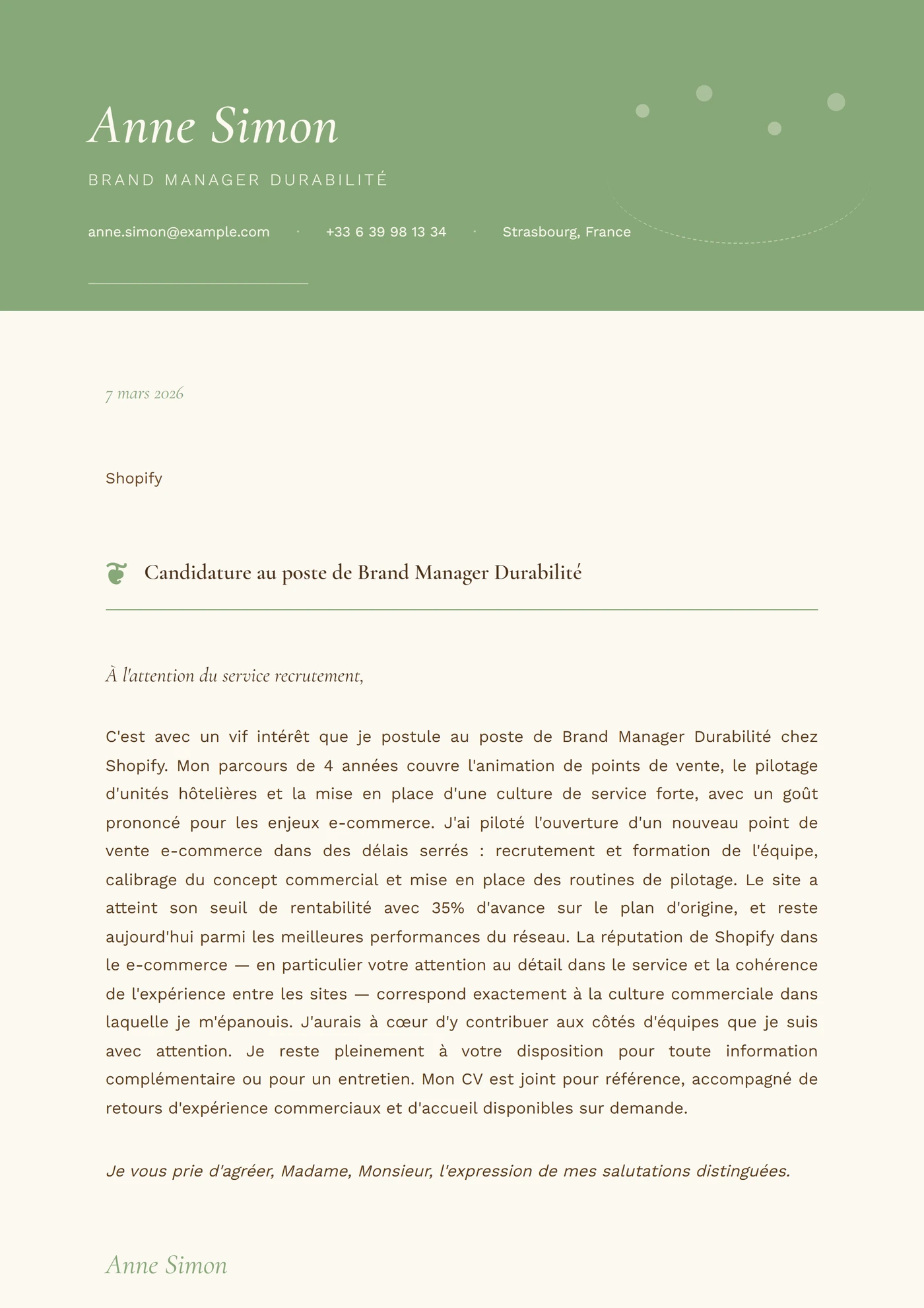 Jardin de Sauge — Modèles de lettres de motivation