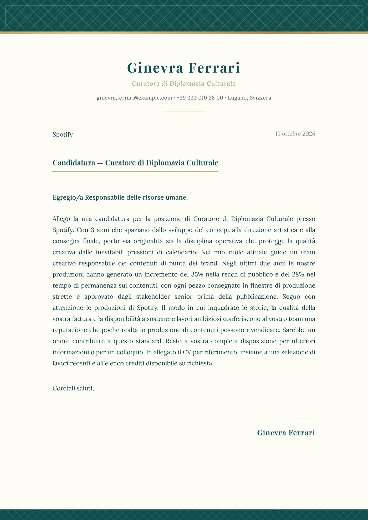 Calligrafia araba — Modelli di lettera di presentazione