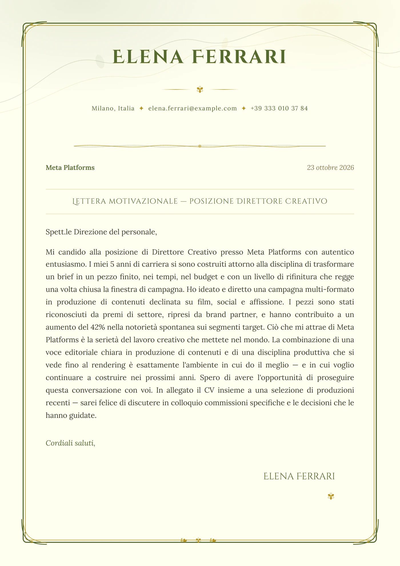Art nouveau — Modelli di lettera di presentazione