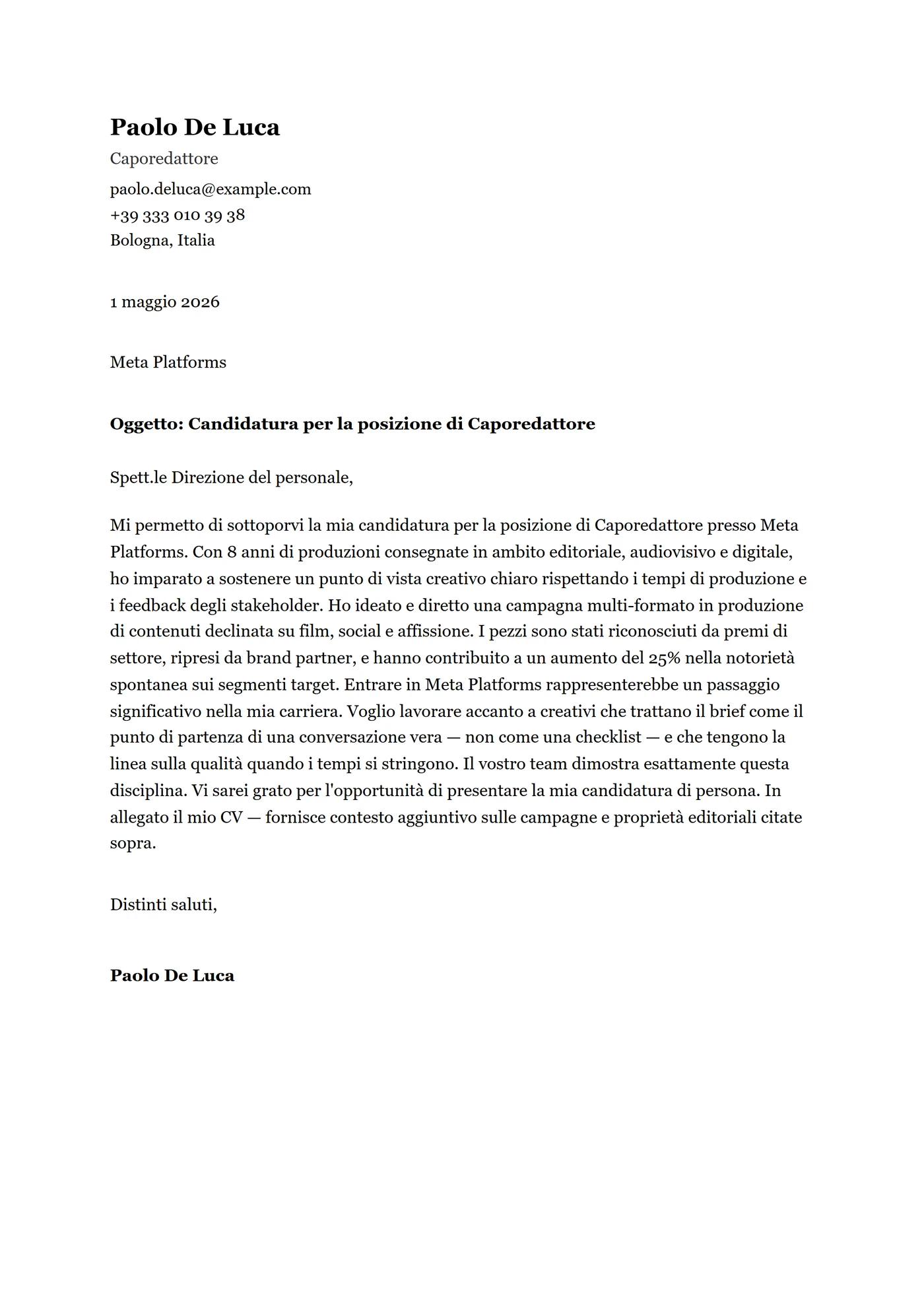 ATS Georgia — Modelli di lettera di presentazione