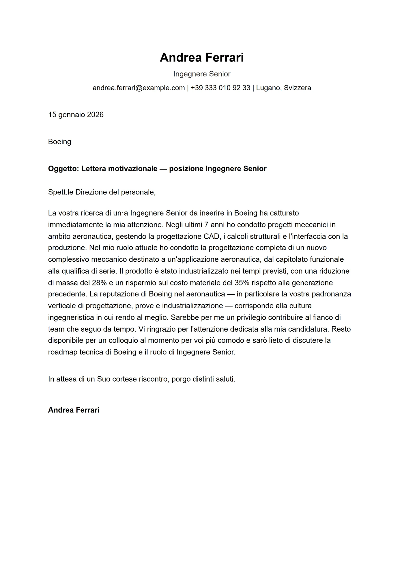 ATS contatti con pipe — Modelli di lettera di presentazione