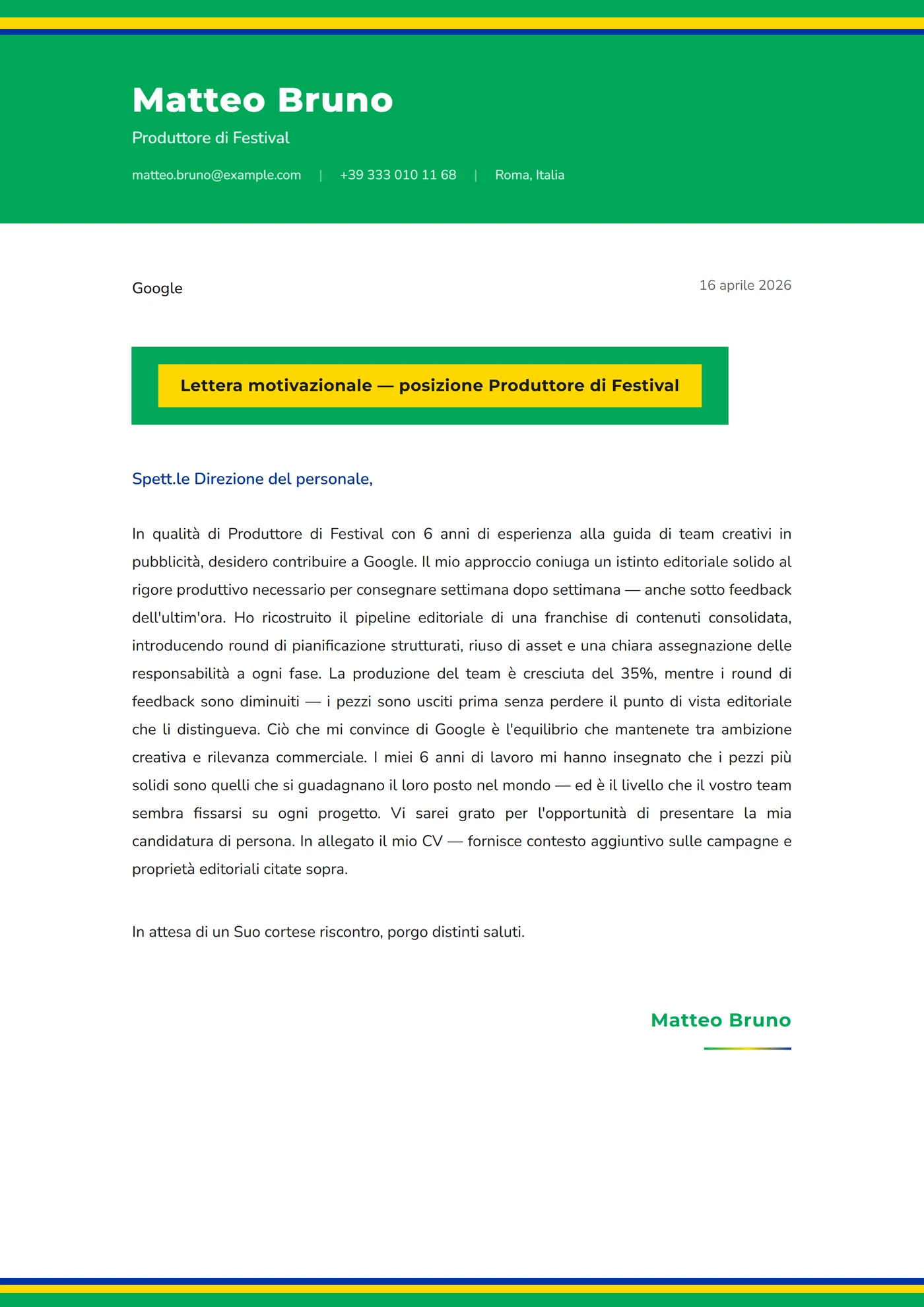 Carnevale brasiliano — Modelli di lettera di presentazione