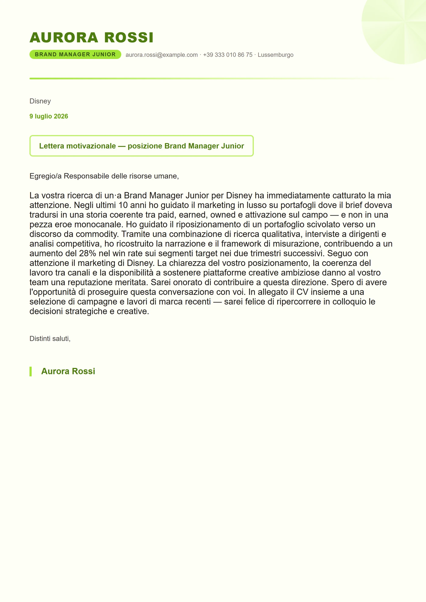 Agrumi freschi — Modelli di lettera di presentazione