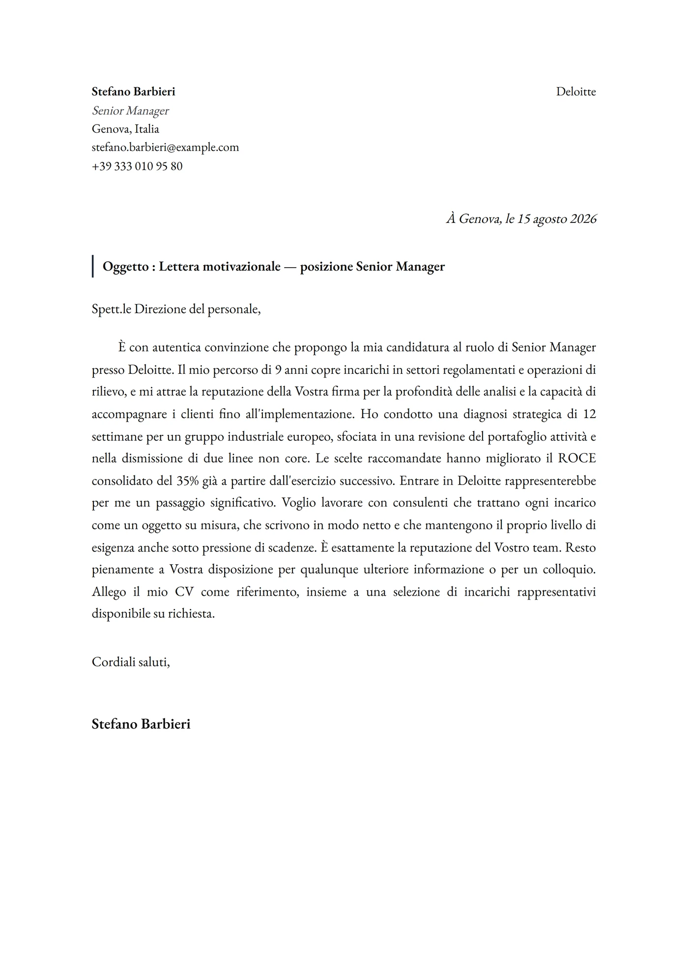 AIDA Francese — Modelli di lettera di presentazione