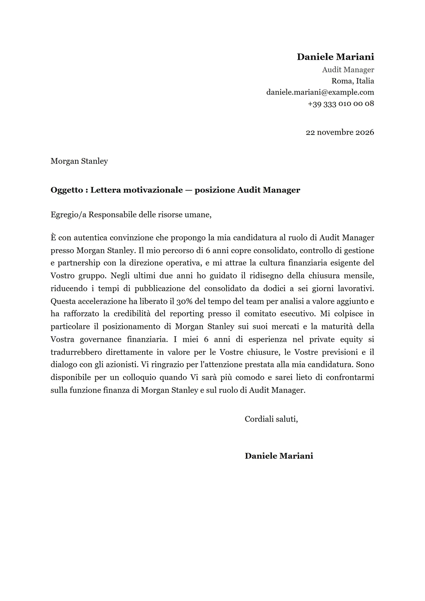 Block Modificato — Modelli di lettera di presentazione