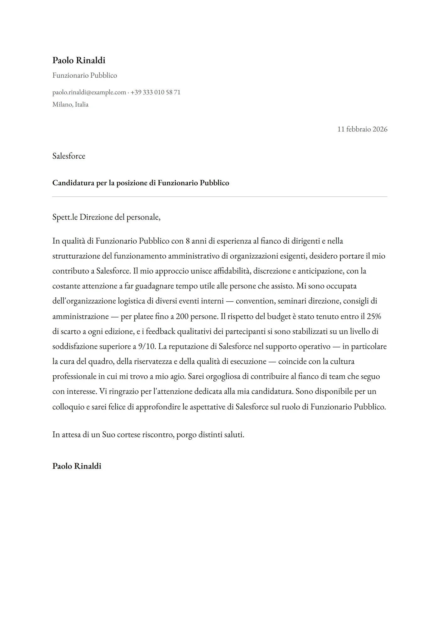 Classica — Modelli di lettera di presentazione