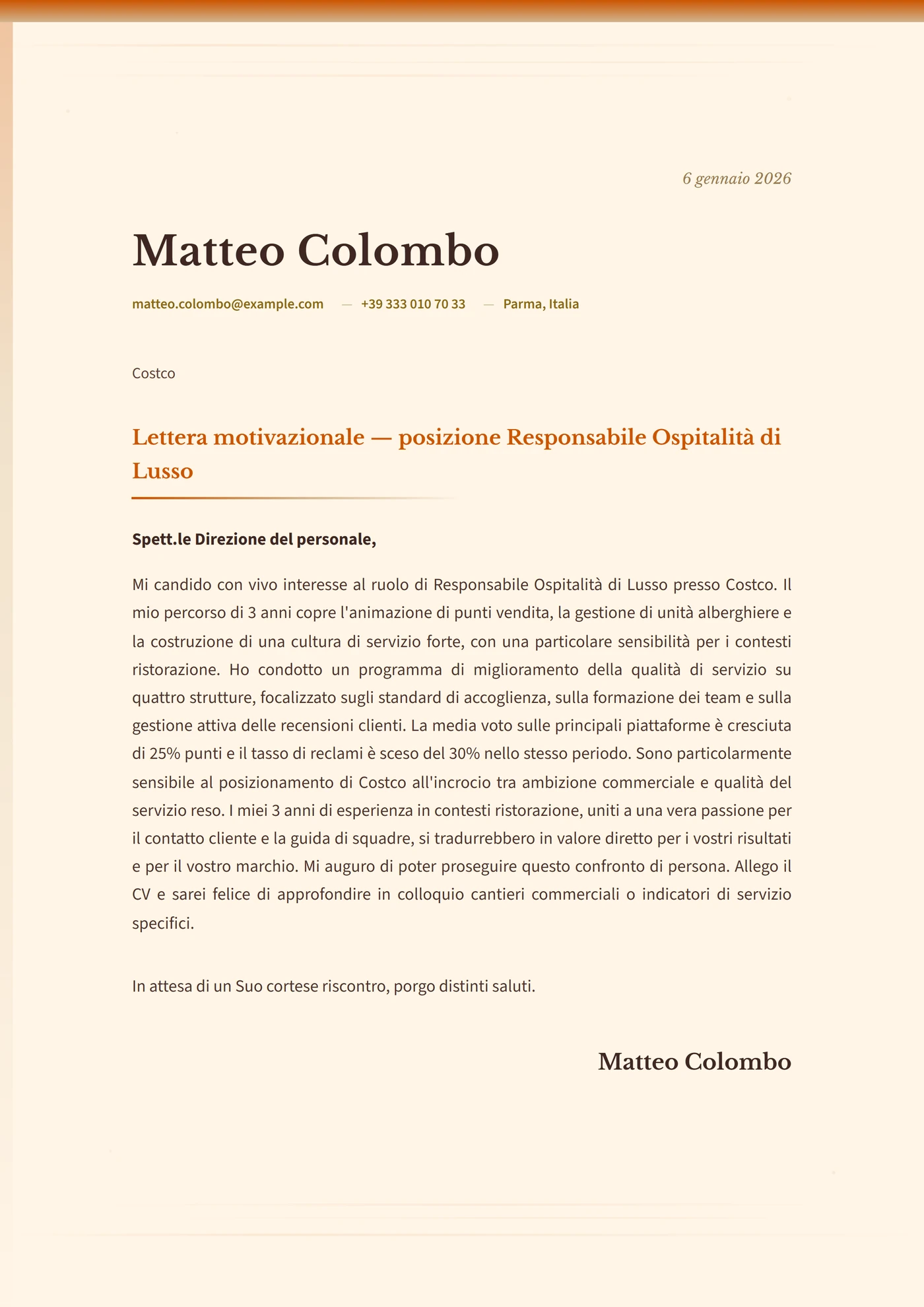 Sabbia del deserto — Modelli di lettera di presentazione