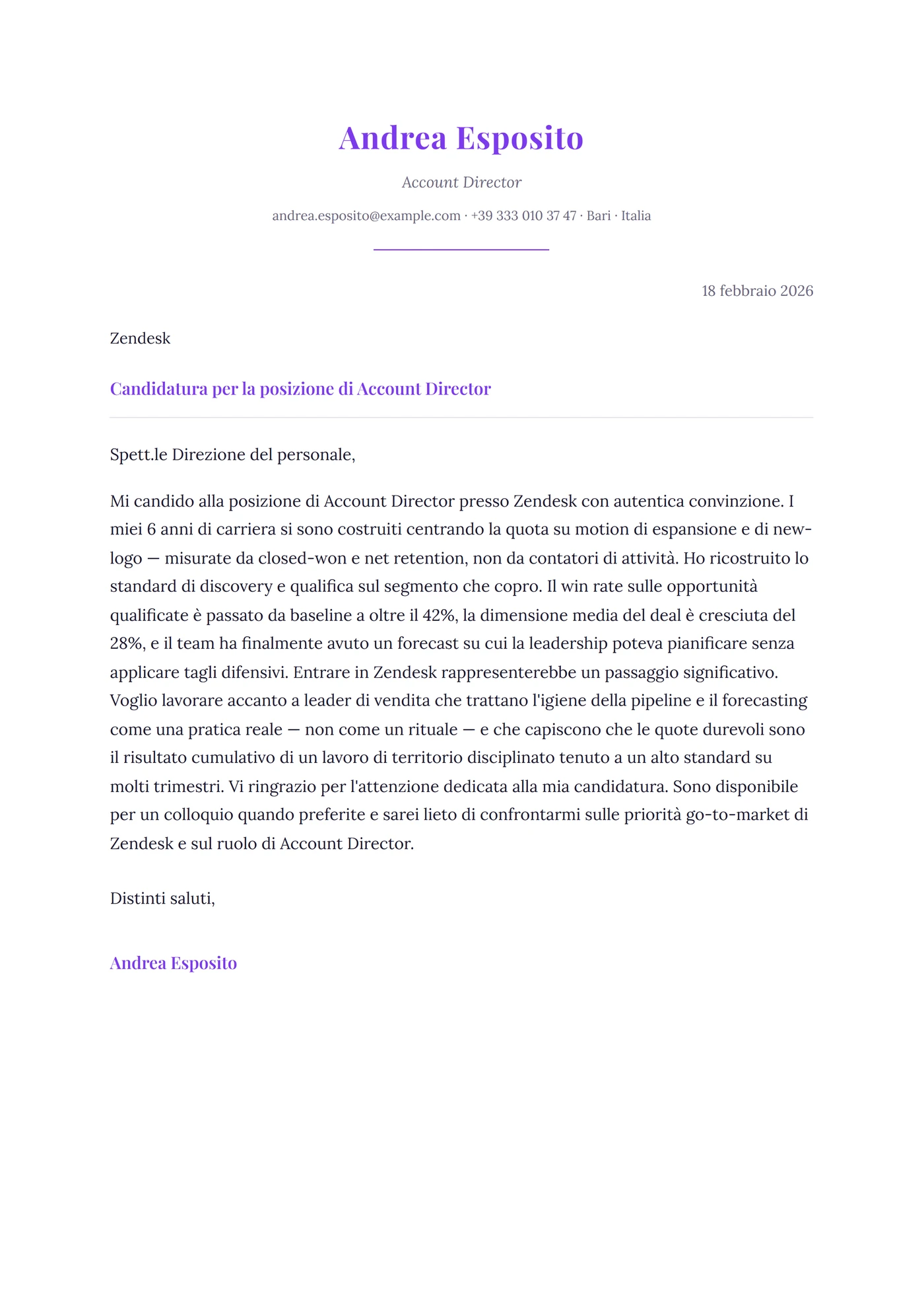 Elegante — Modelli di lettera di presentazione
