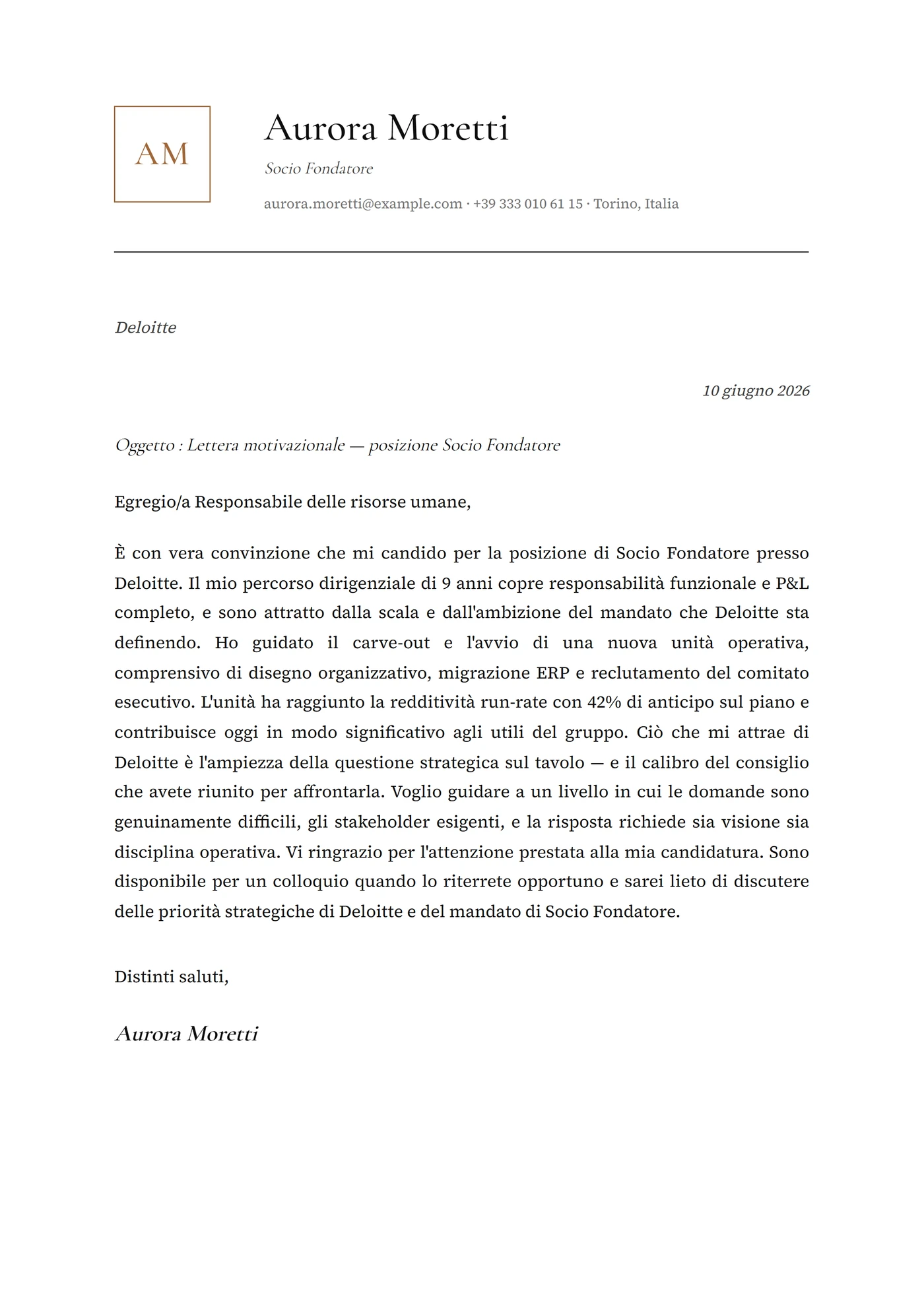 Monogramma — Modelli di lettera di presentazione