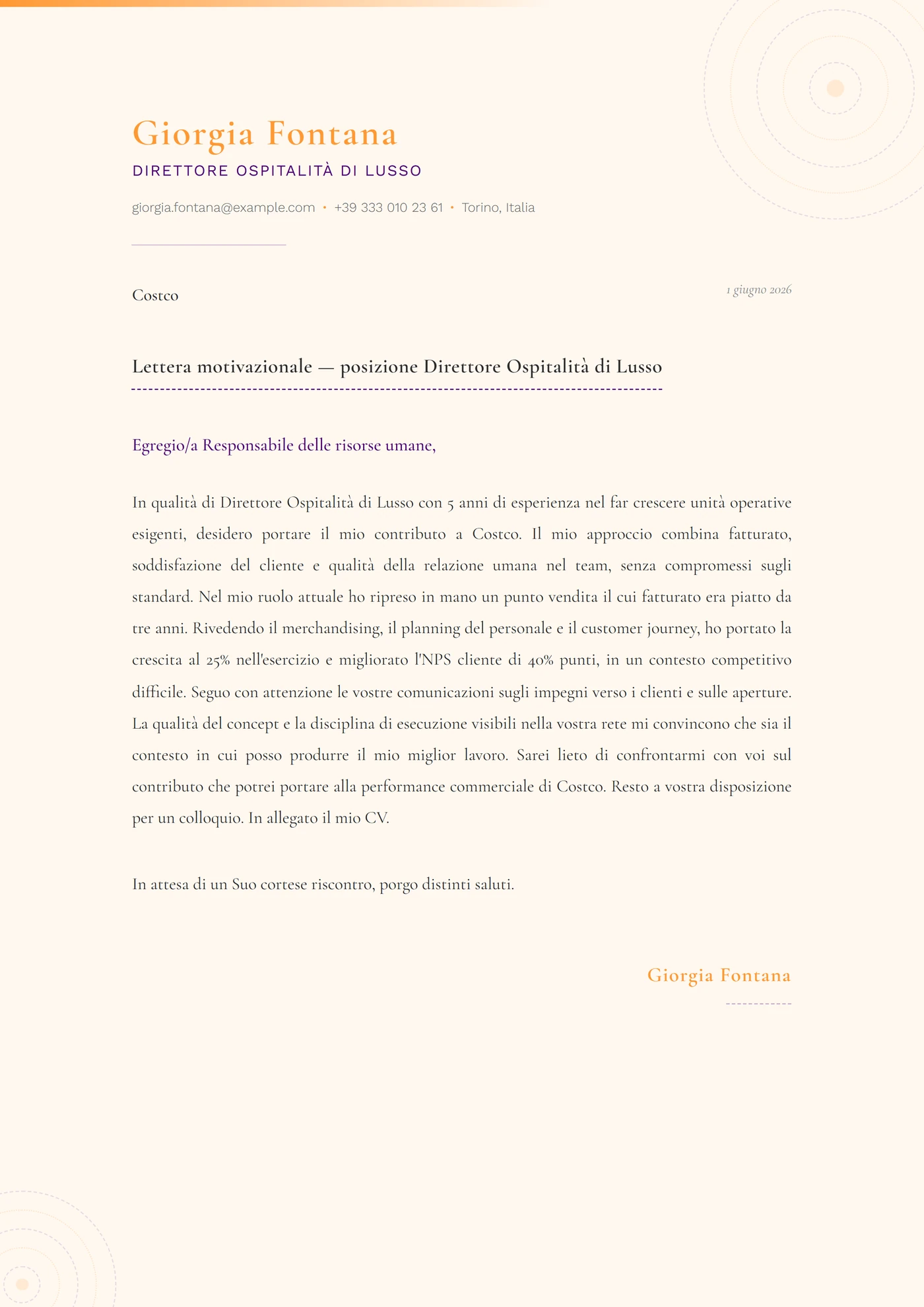 Mandala indiano — Modelli di lettera di presentazione