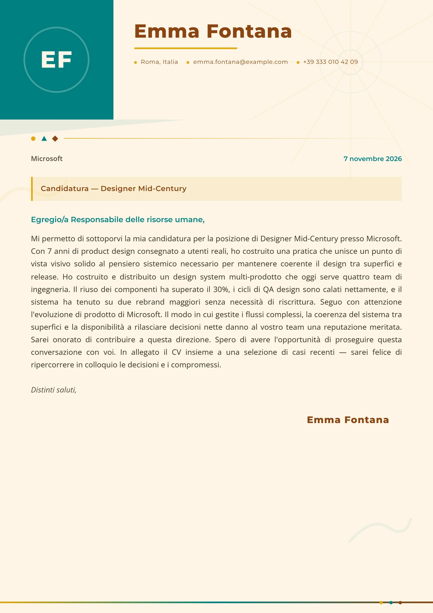 Mid-century — Modelli di lettera di presentazione