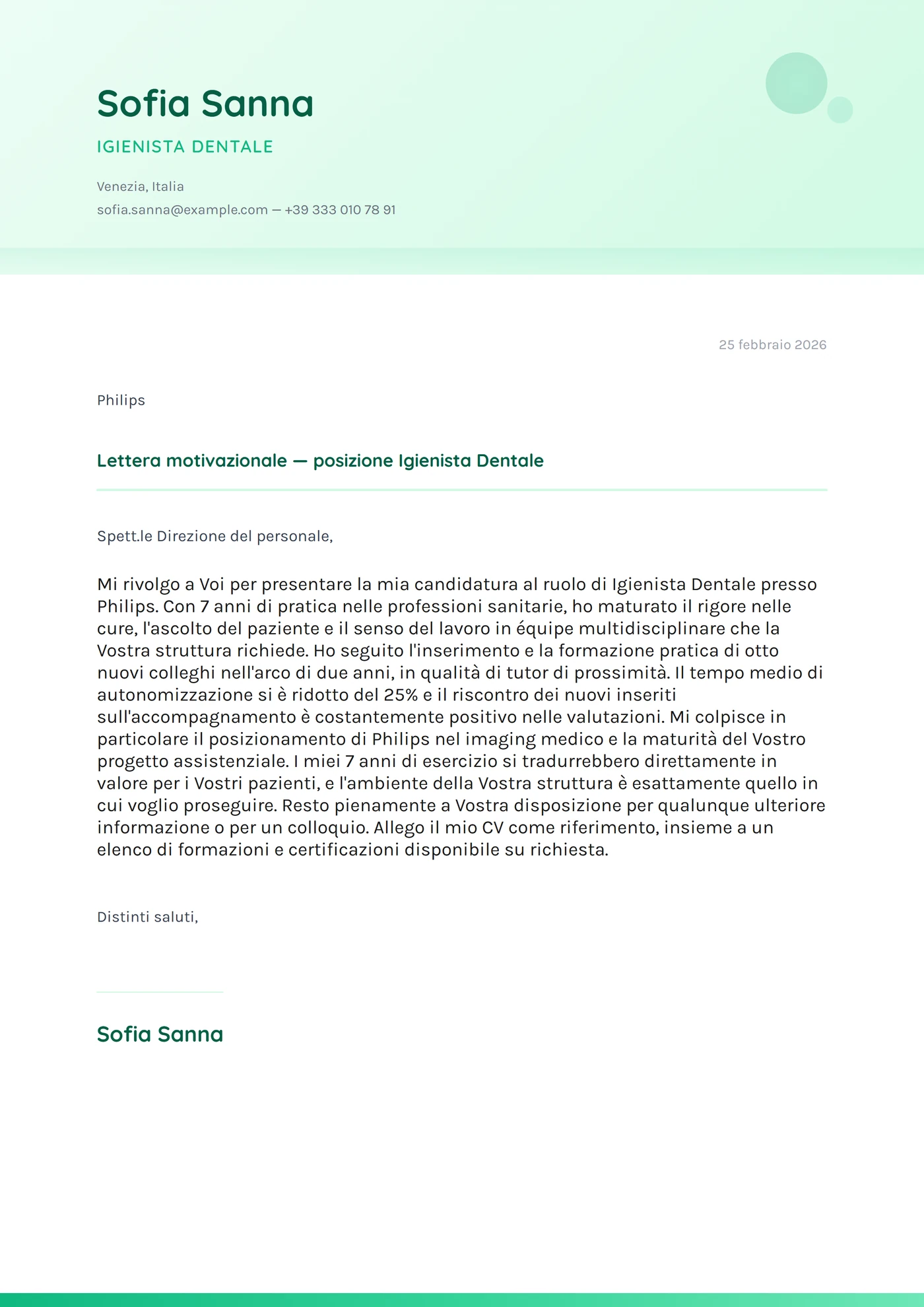 Menta fresca — Modelli di lettera di presentazione