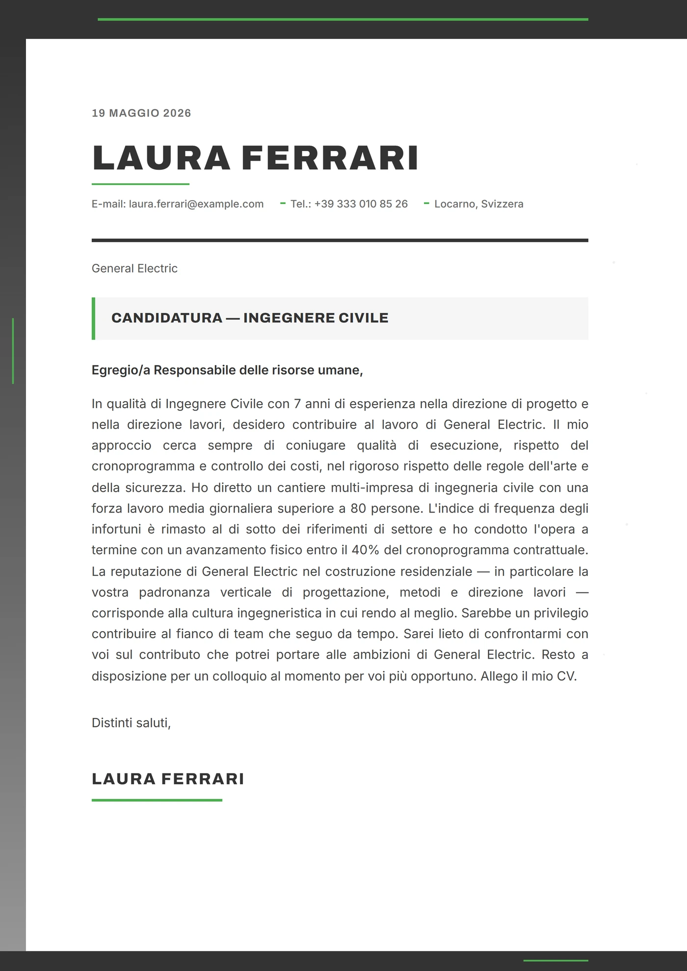 Granito di montagna — Modelli di lettera di presentazione