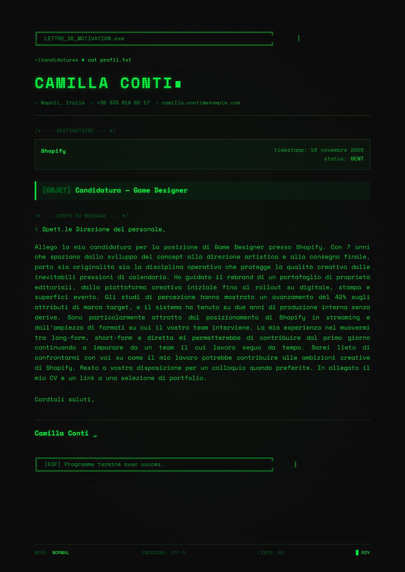 Pixel Digitale — Modelli di lettera di presentazione