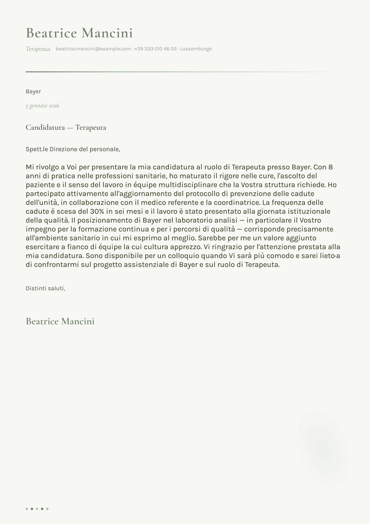 Saggezza salvia — Modelli di lettera di presentazione