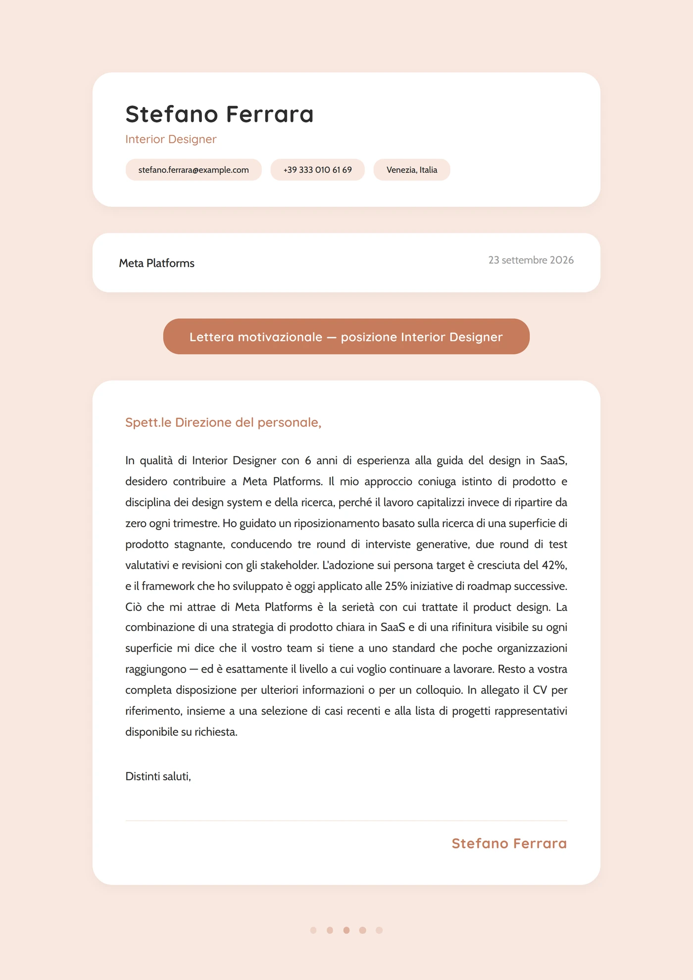 Hygge Scandinavo — Modelli di lettera di presentazione
