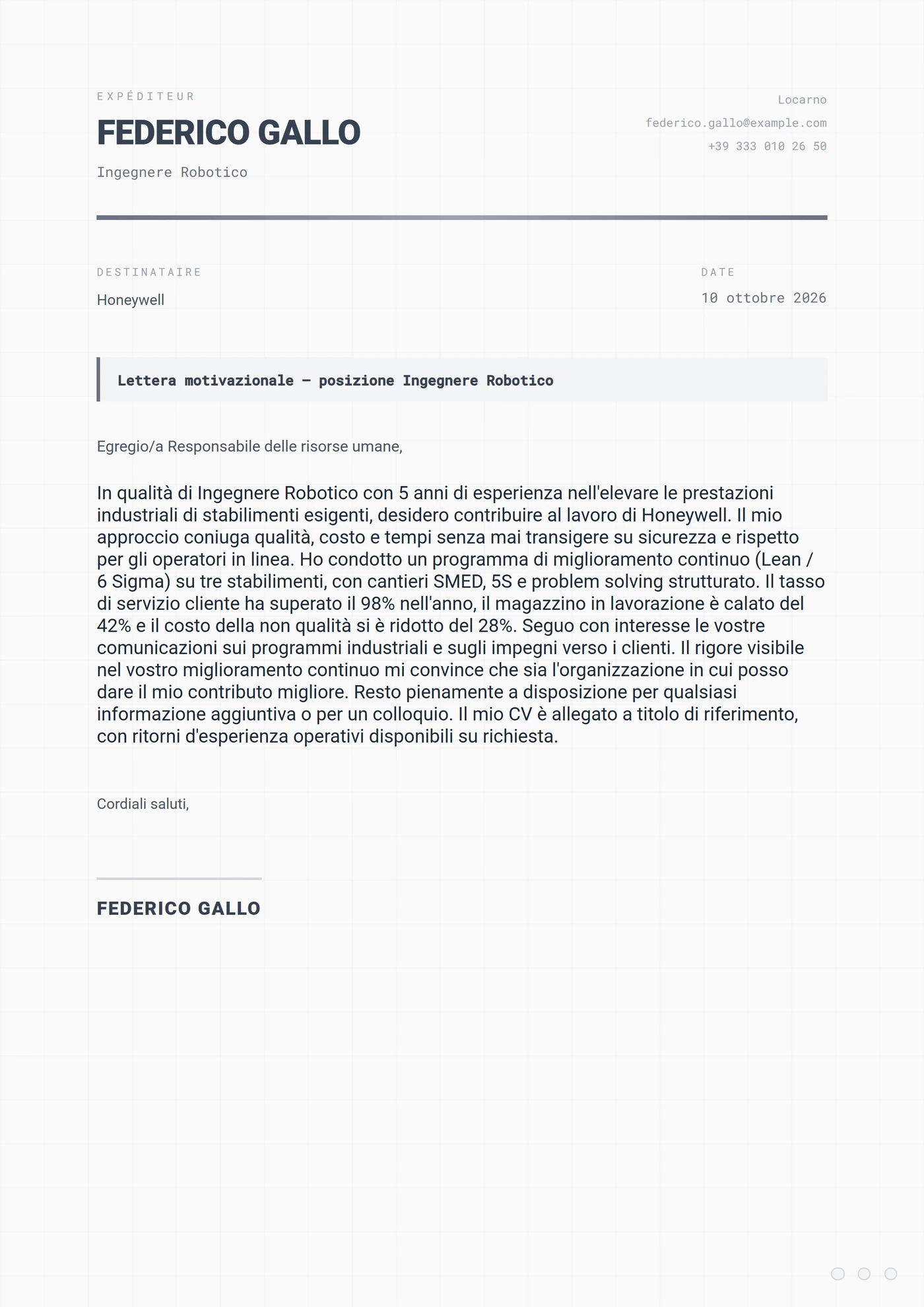 Acciaio Industriale — Modelli di lettera di presentazione