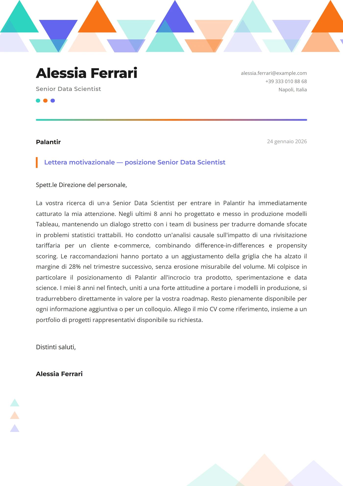 Mosaico Triangolare — Modelli di lettera di presentazione