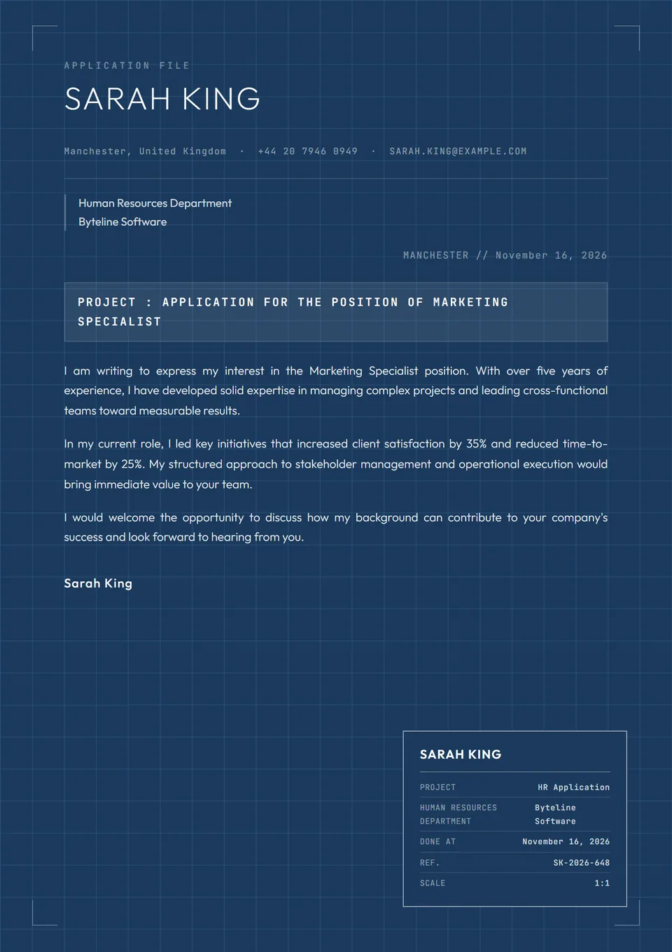 Architektur-Blaupause — Anschreiben-Vorlagen