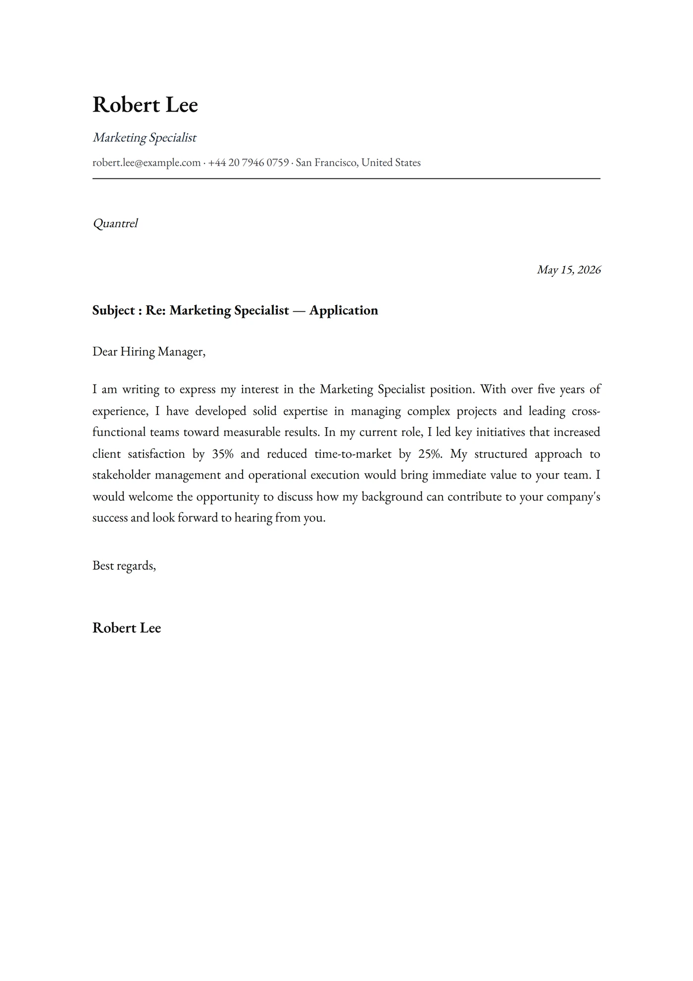 Classic Academic — Cover letter templates