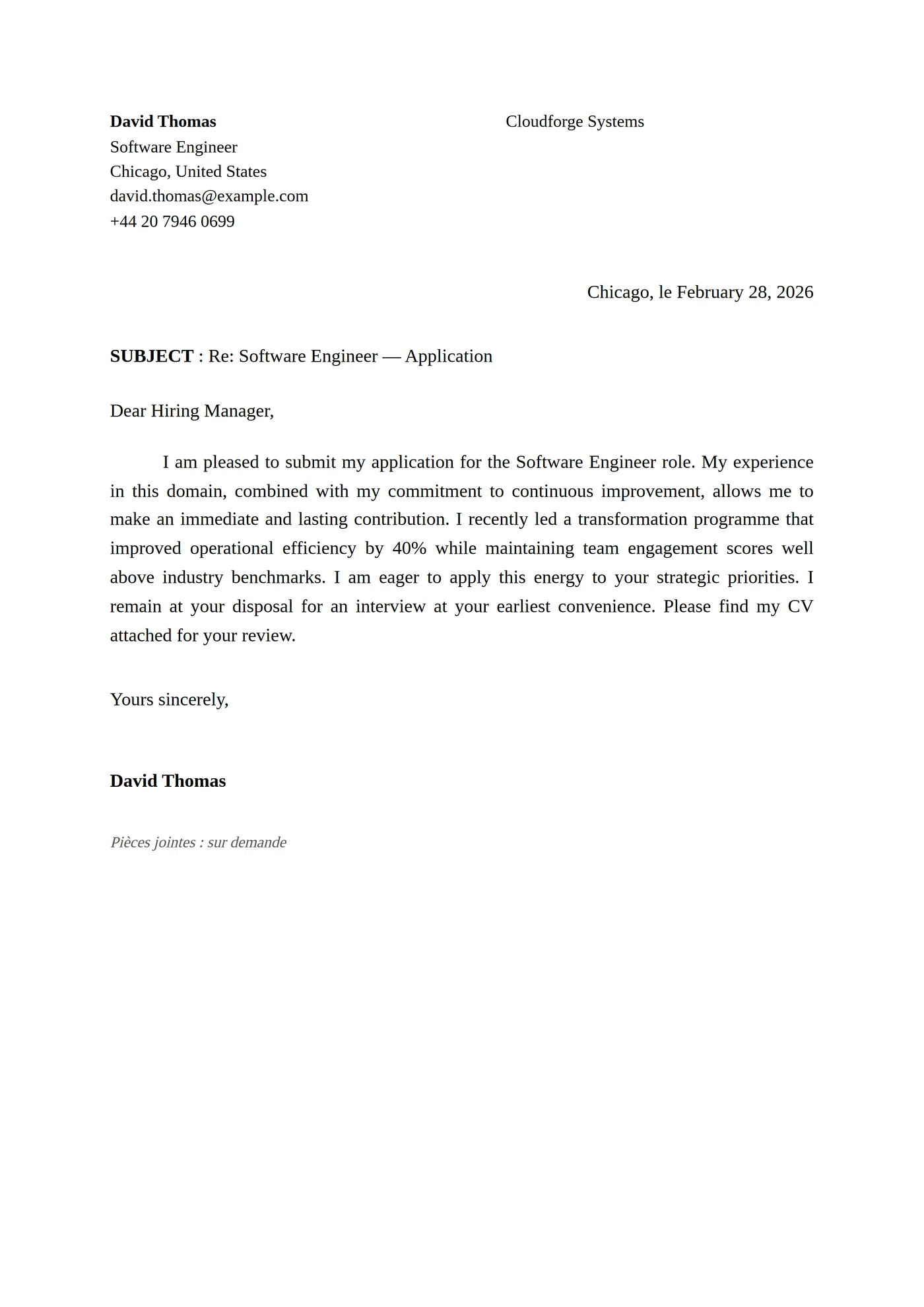 Civil Service — Cover letter templates