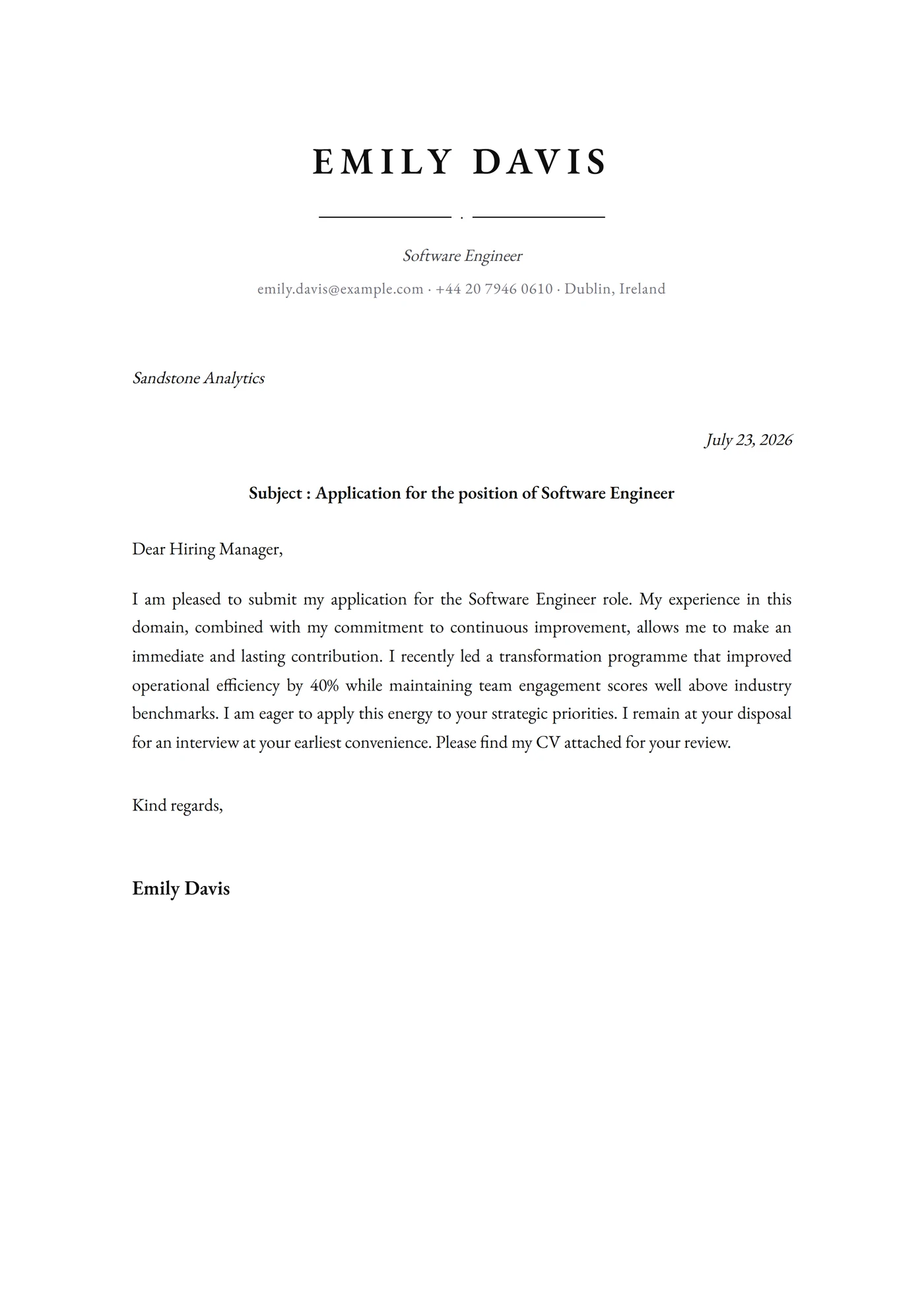 Classic Engraved — Cover letter templates