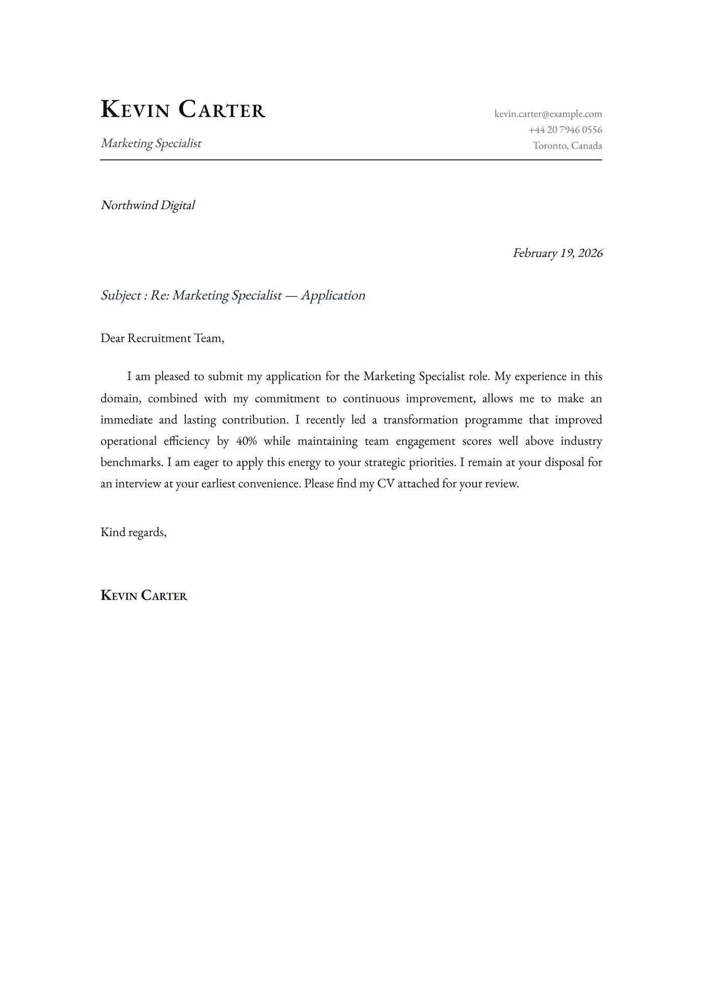 Classic Typeset — Cover letter templates