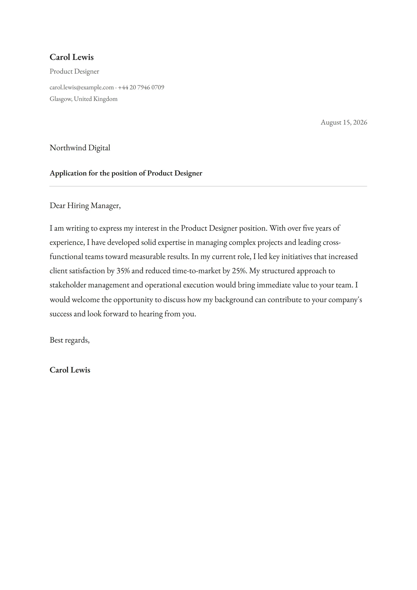 Classic — Cover letter templates