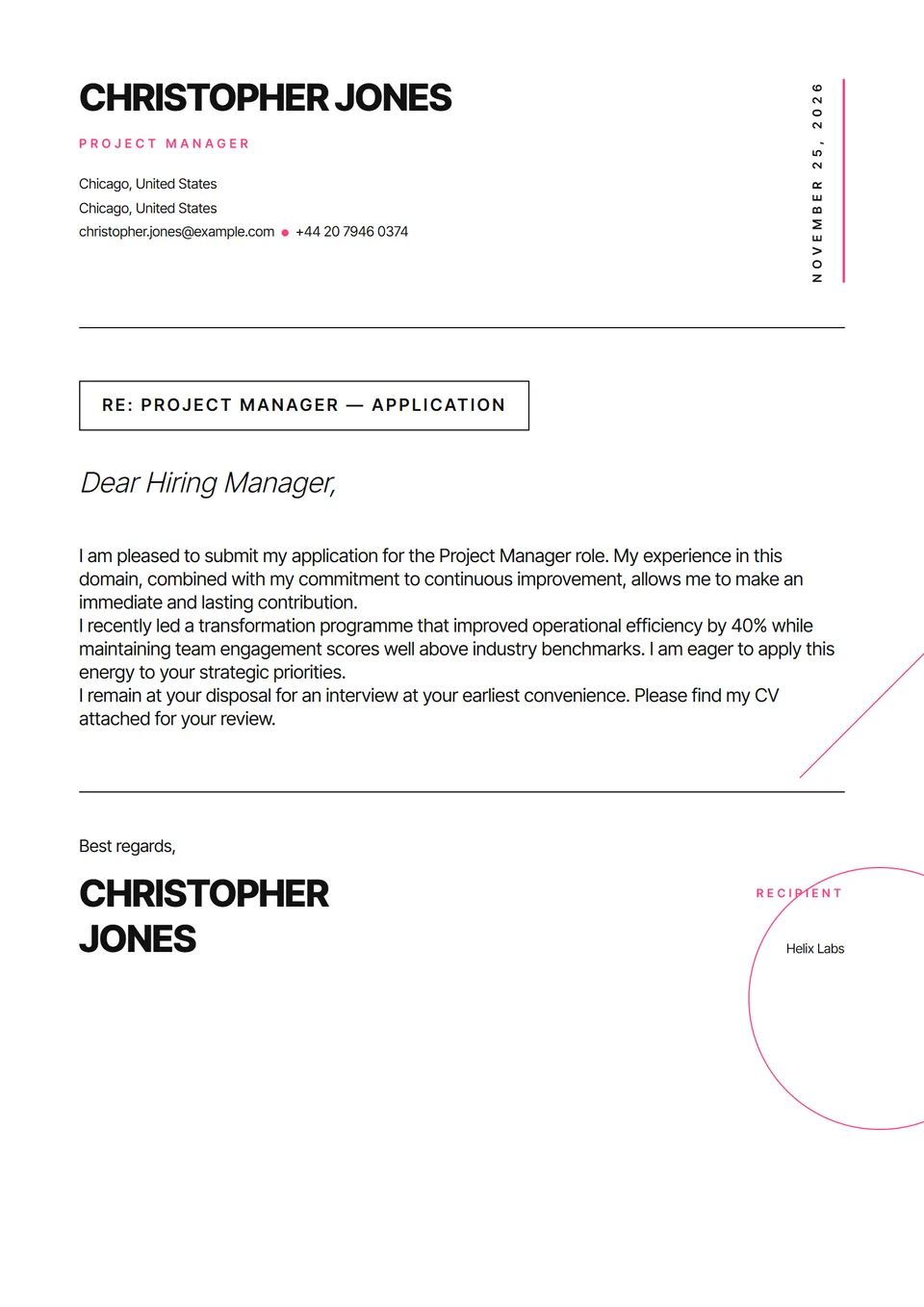 Grade Assimétrica — Modelos de carta de apresentação