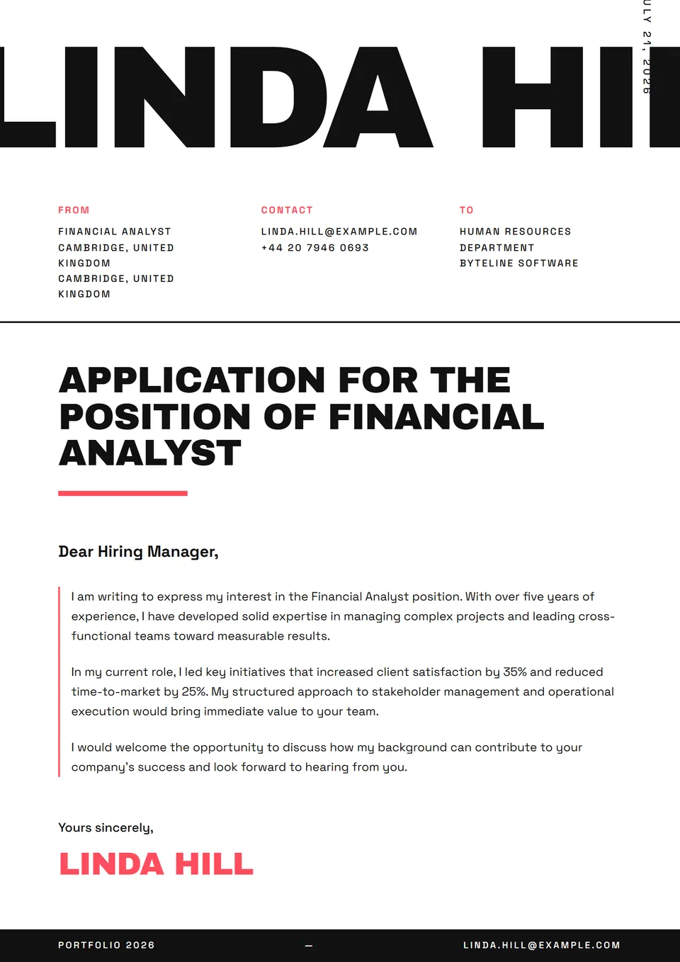 Tipografia Ousada — Modelos de carta de apresentação