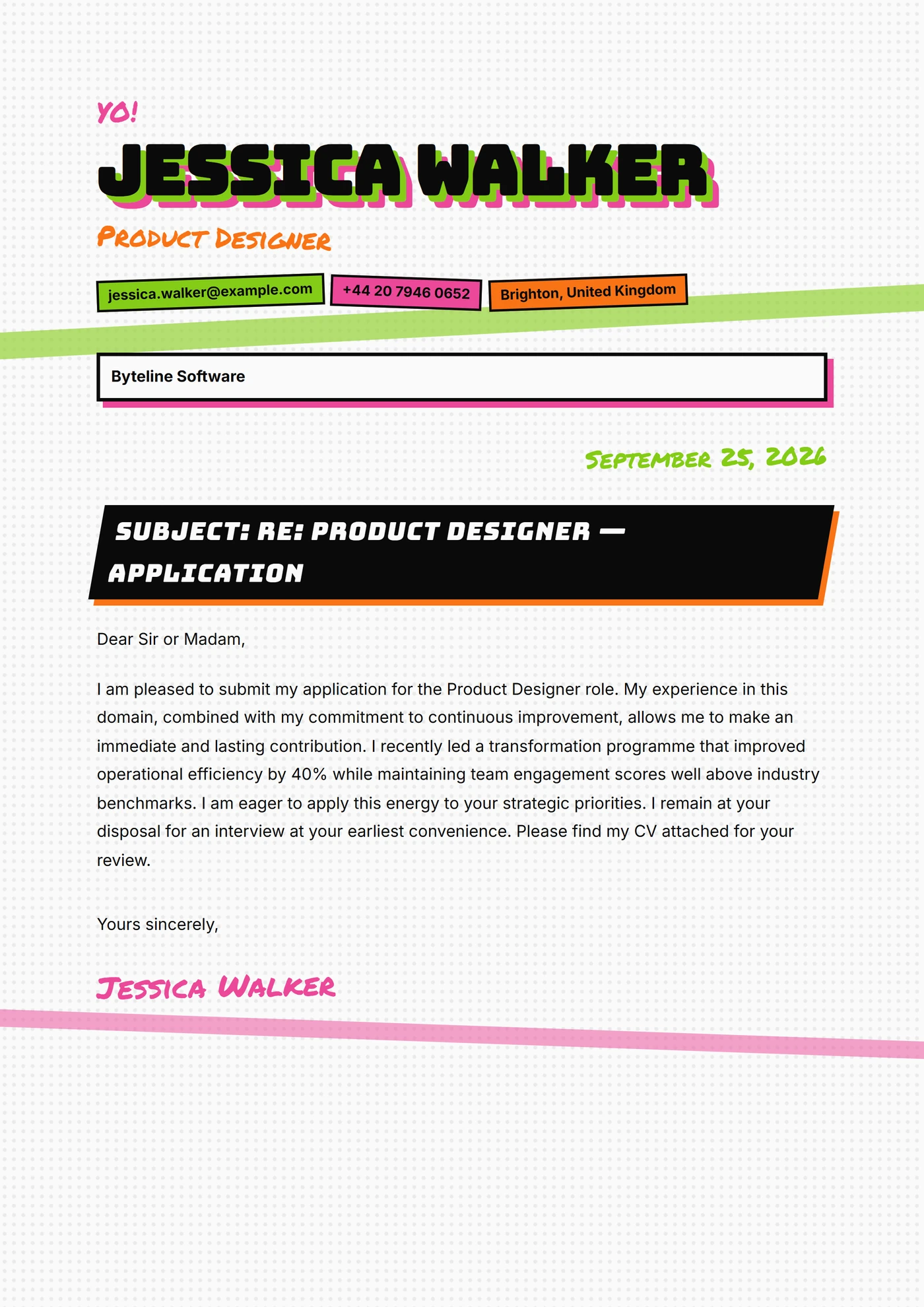 Brand skater — Modelli di lettera di presentazione