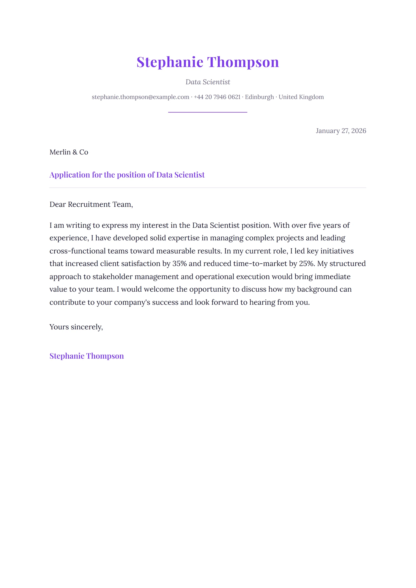 Elegant — Cover letter templates