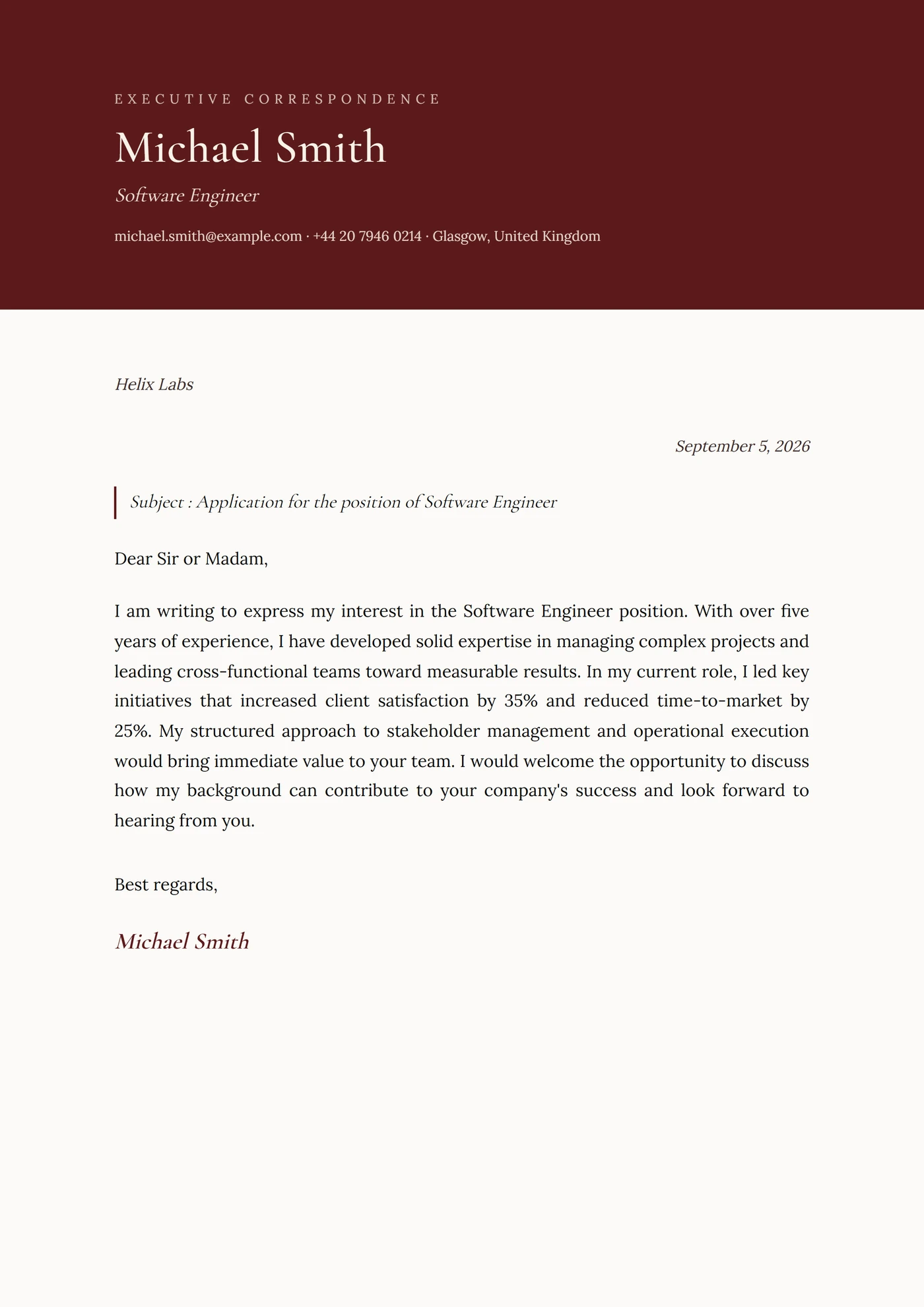 Bordeaux — Cover letter templates