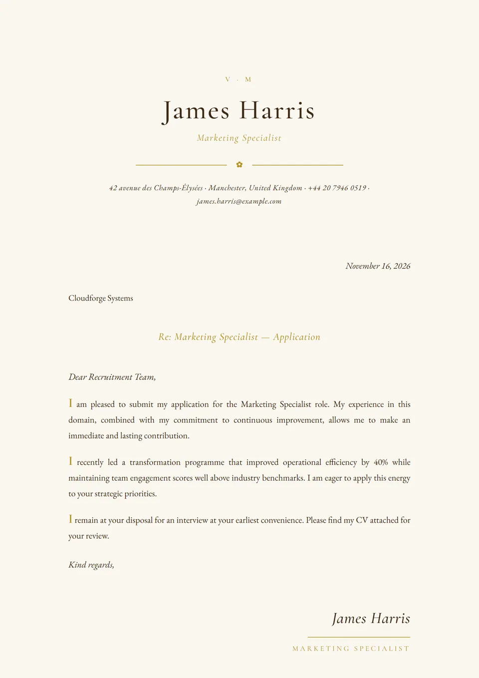 Casa de Luxo — Modelos de carta de apresentação