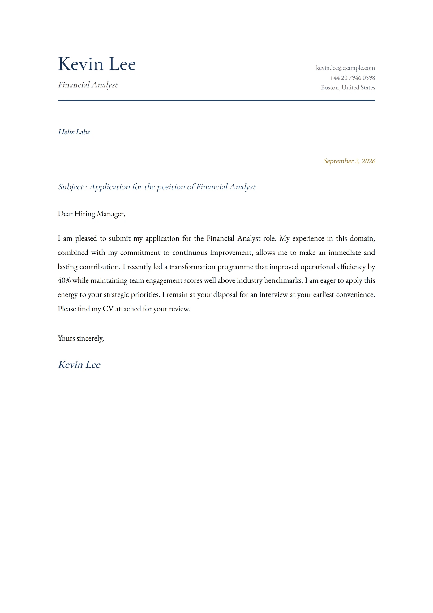 Mandarin — Cover letter templates