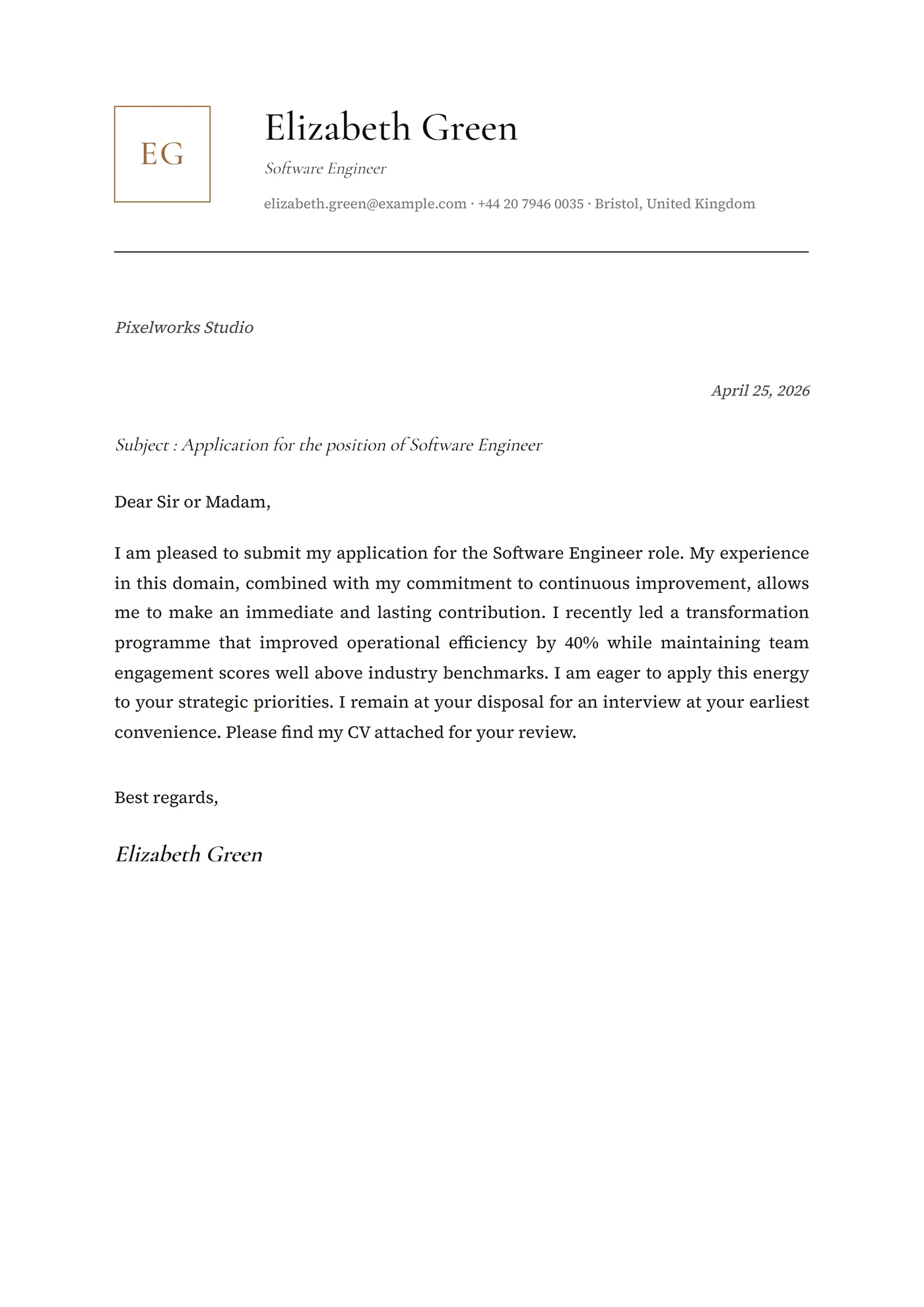 Monogram — Cover letter templates